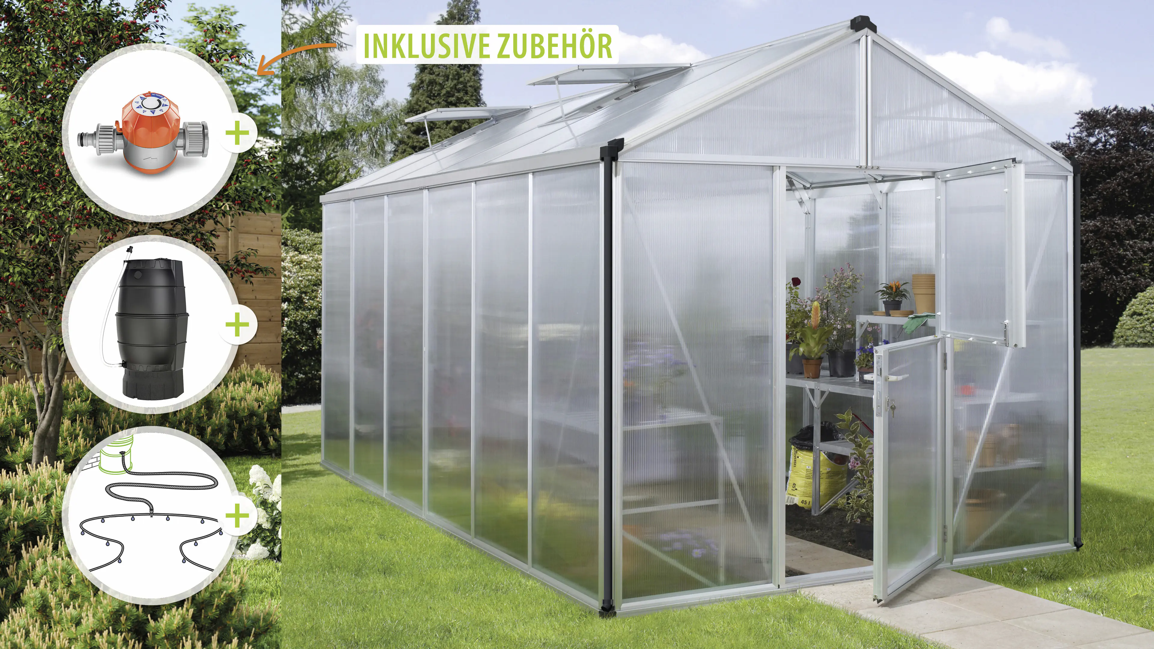 Vitavia Gewächshaus-Set Zeus 11900 HKP 16 mm alu 266 x 473 cm 