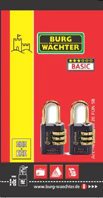 Burg Wächter Zahlenschloss Duo 88 20 F Combi-Lock 9.0 x 22.0 mm - 2 Stück