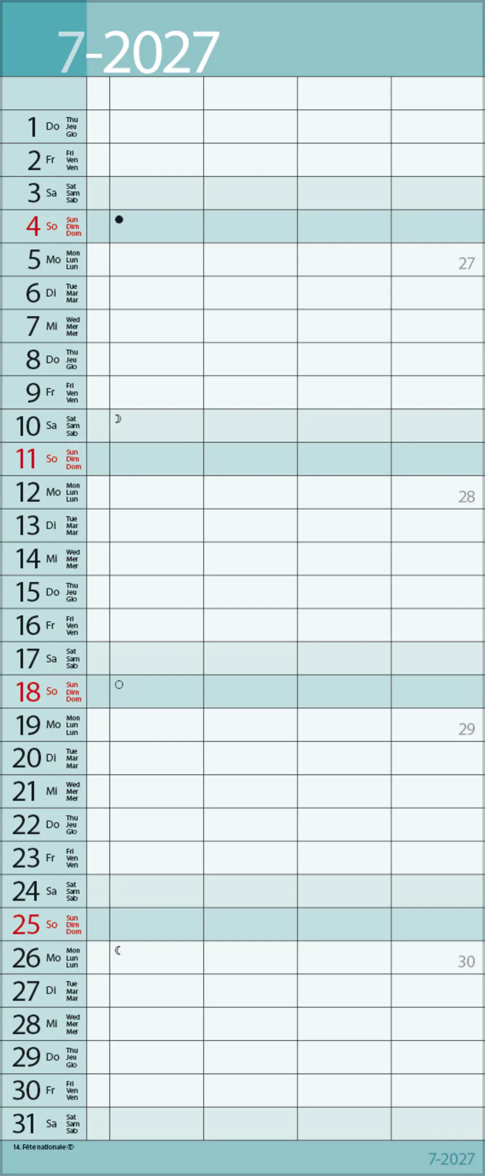Korsch Kalender Family Timer Lifestyle 2027 