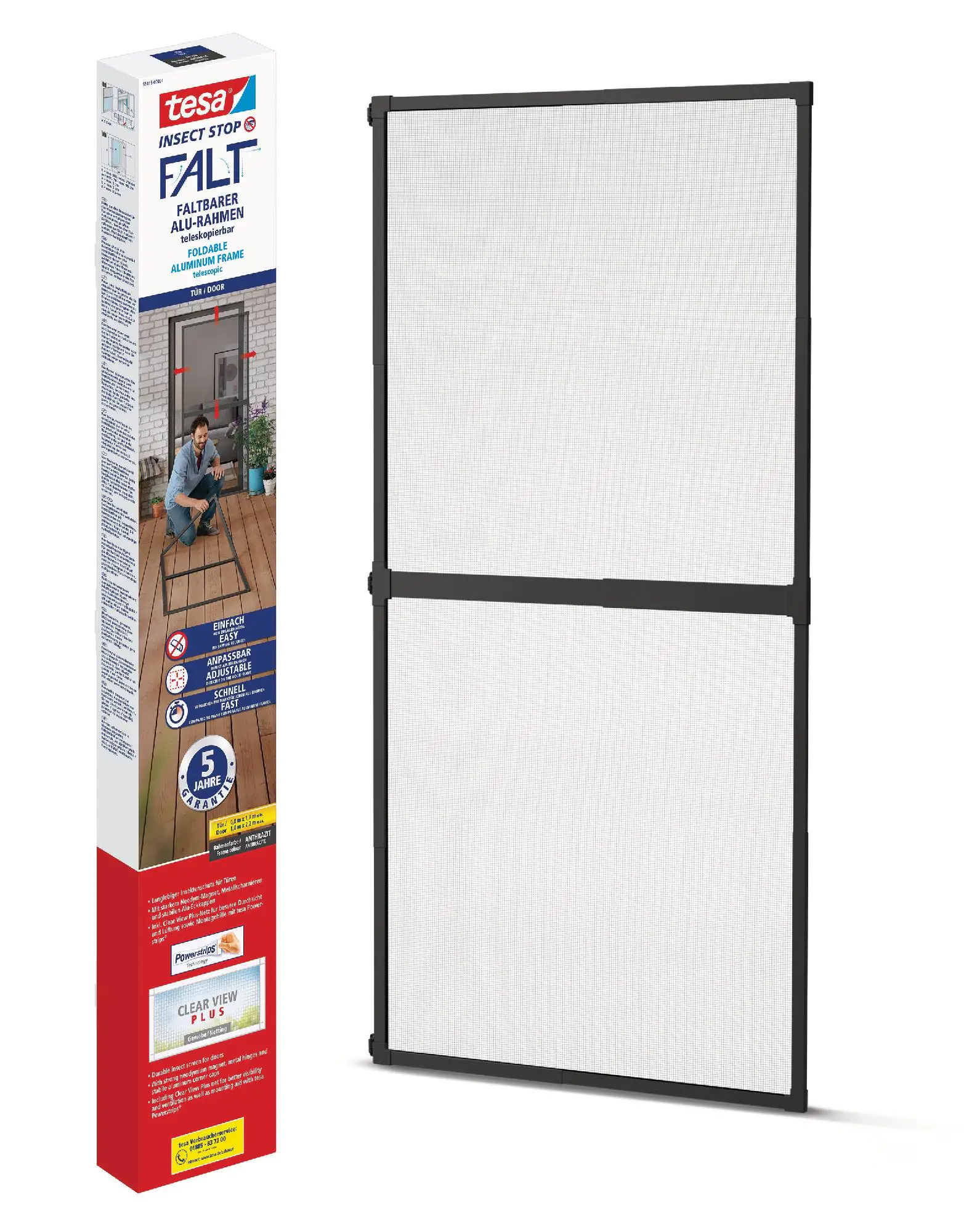 tesa Fliegenschutz-Tür FALT 100 x 220 cm anthrazit/anthrazit kürzbar