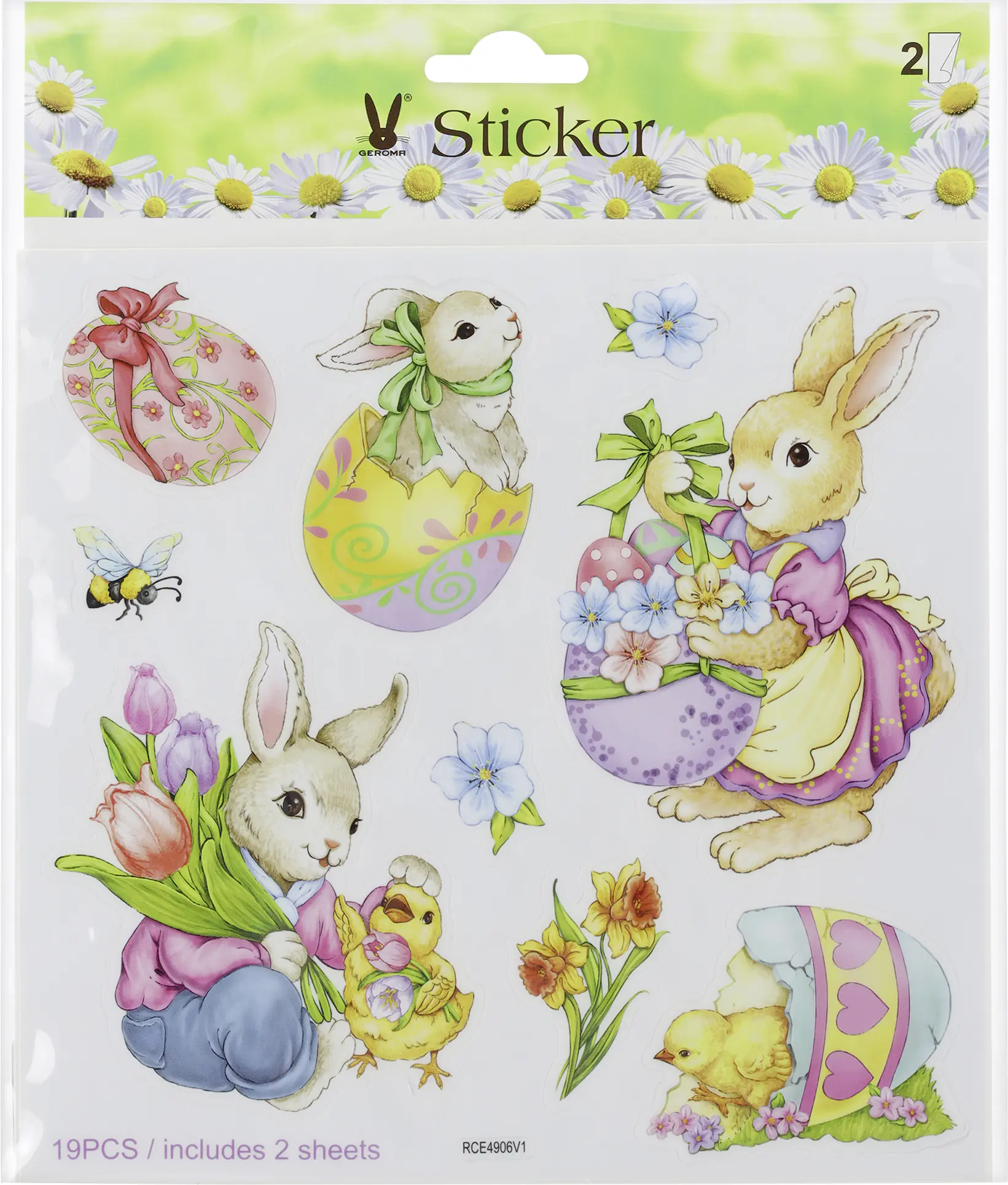 Ostersticker Hase bunt 2 Bögen