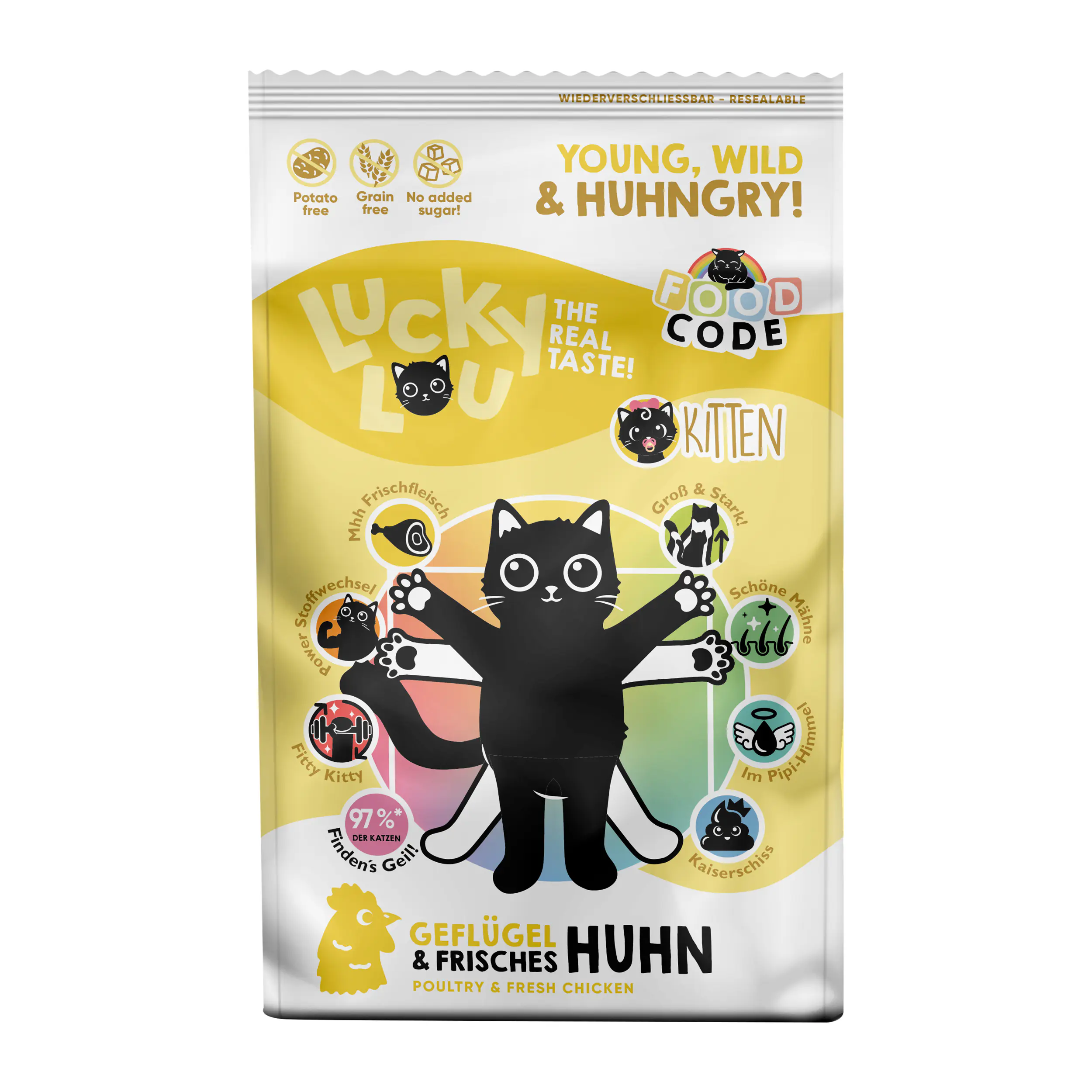 Lucky Lou Foodcode Katzentrockenfutter Kitten Geflügel & Huhn 750 g
