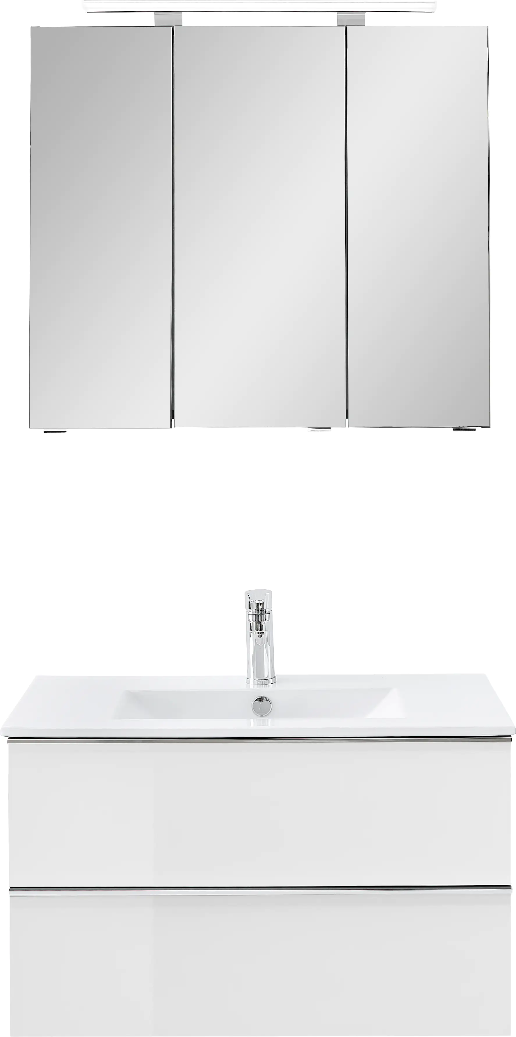 Primaster Bad-Set Düsseldorf weiß 81 cm LED-Leuchten, Keramikwaschtisch