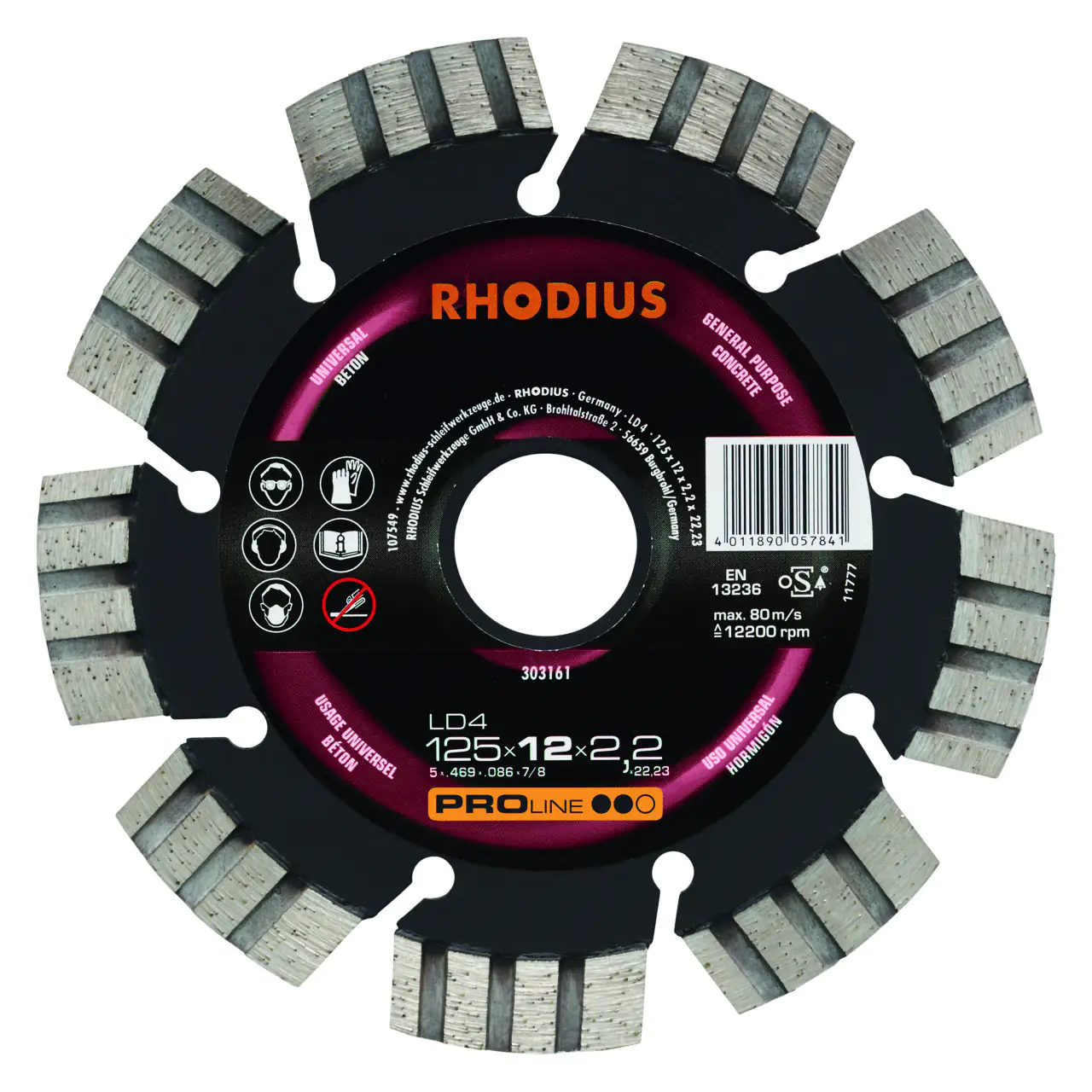 Rhodius Diamanttrennscheibe LD4 Stein Ø 125 mm Bohrung 22,23 mm Rhodius Diamanttrennscheibe LD4 Stein Ø 125 mm Bohrung 22,23 mm
