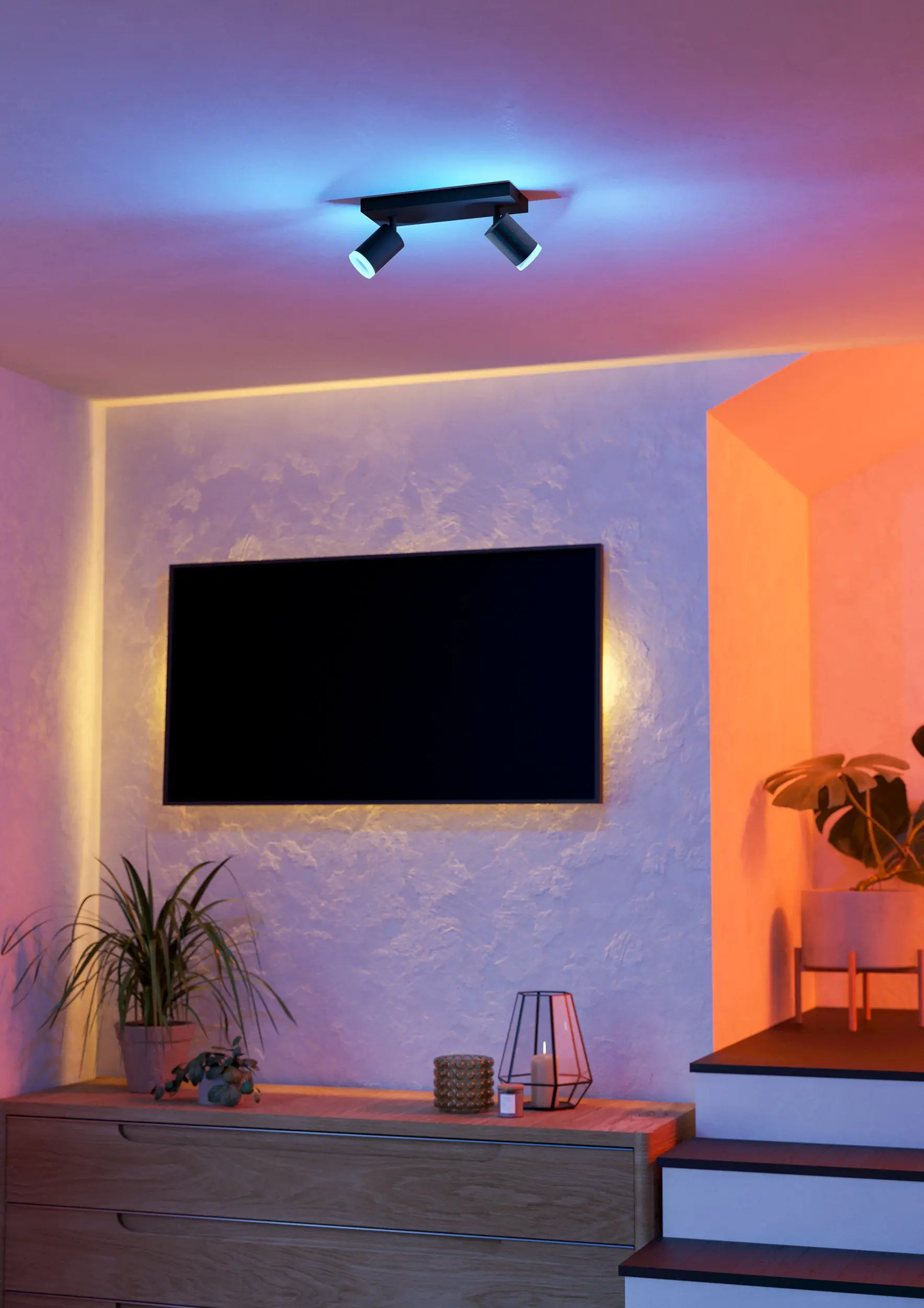 Eglo LED Leuchten 2er Spot Melitello-Z schwarz 25 x 11 cm RGB dimmbar