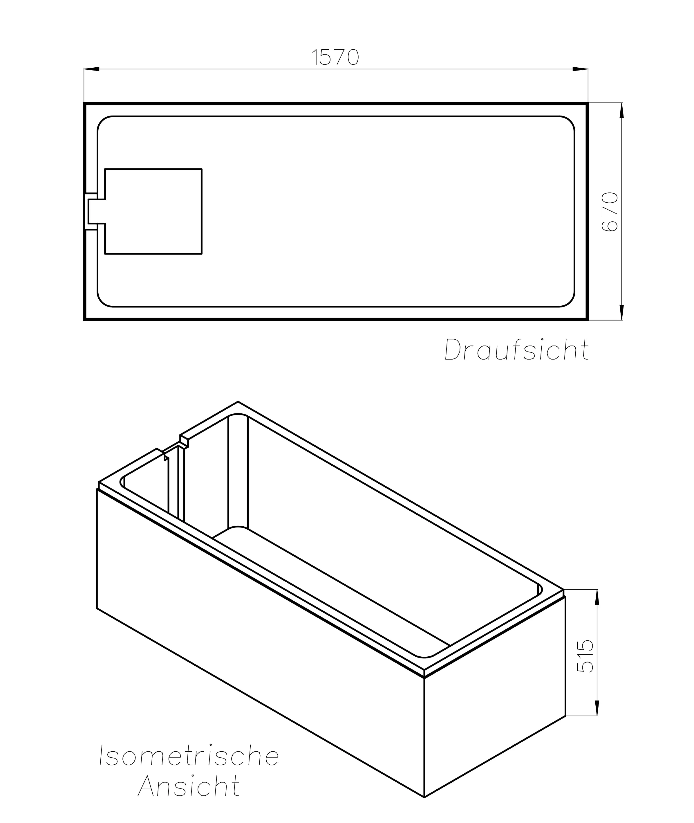 Ottofond Wannenträger Viva 1570 x 670 mm