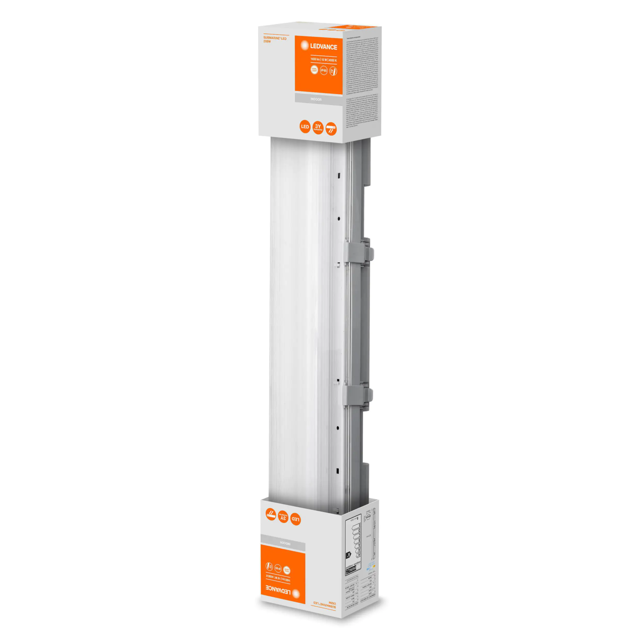 4058075303980_1 Ledvance LED-Feuchtraumleuchte Submarine 14W 65,1cm, grau, 2-flammig