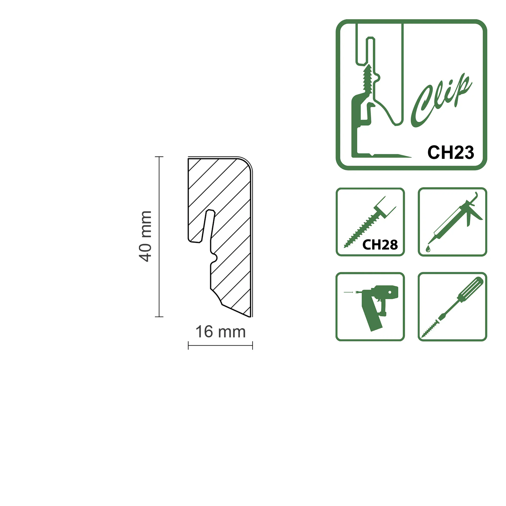 FN Neuhofer Sockelleiste Eckig 250 cm 40 x 16 mm Fichte oder Kiefer