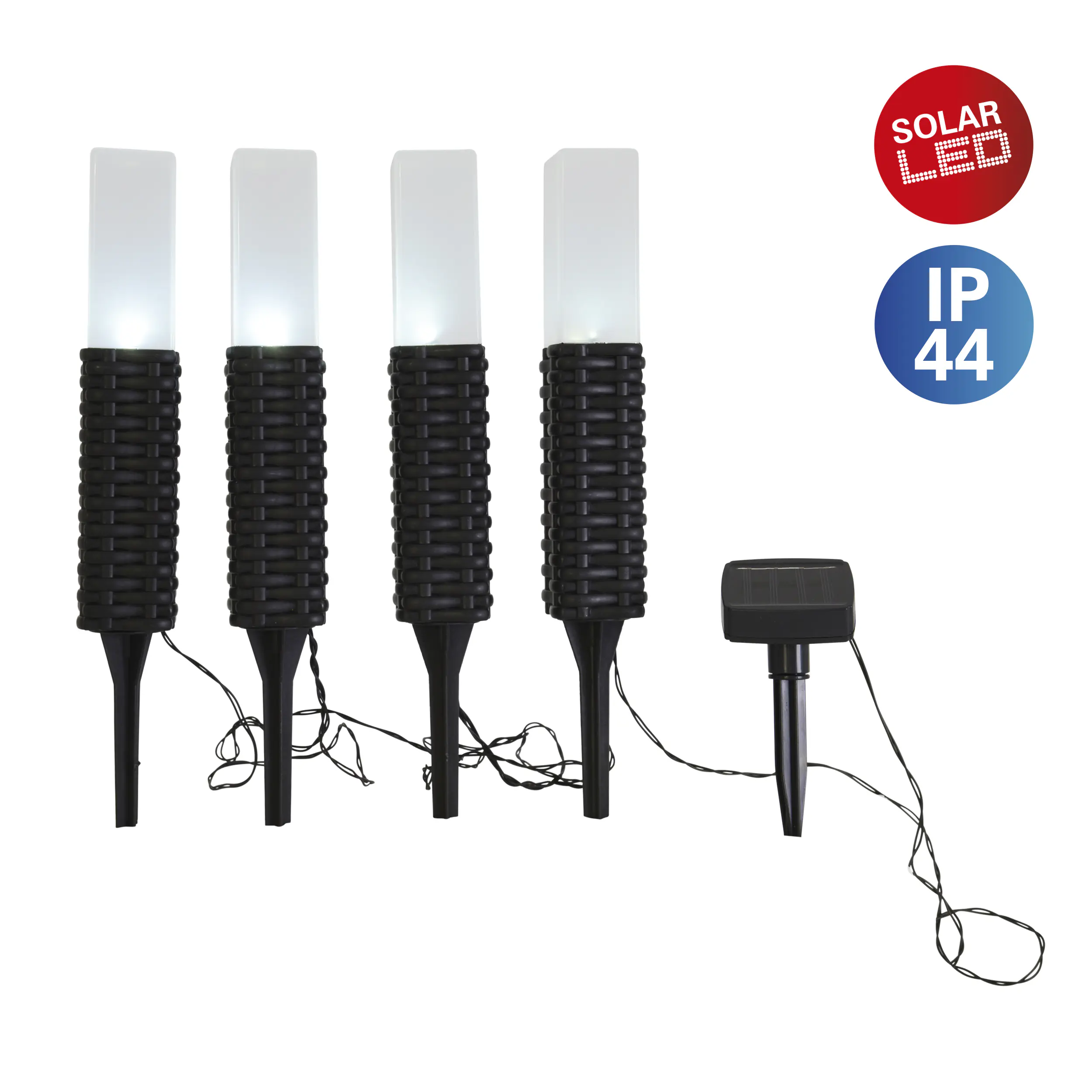 Näve Solar-Gartenleuchte LED mit Dämmerungssensor Merle 26 cm schwarz 4er Set