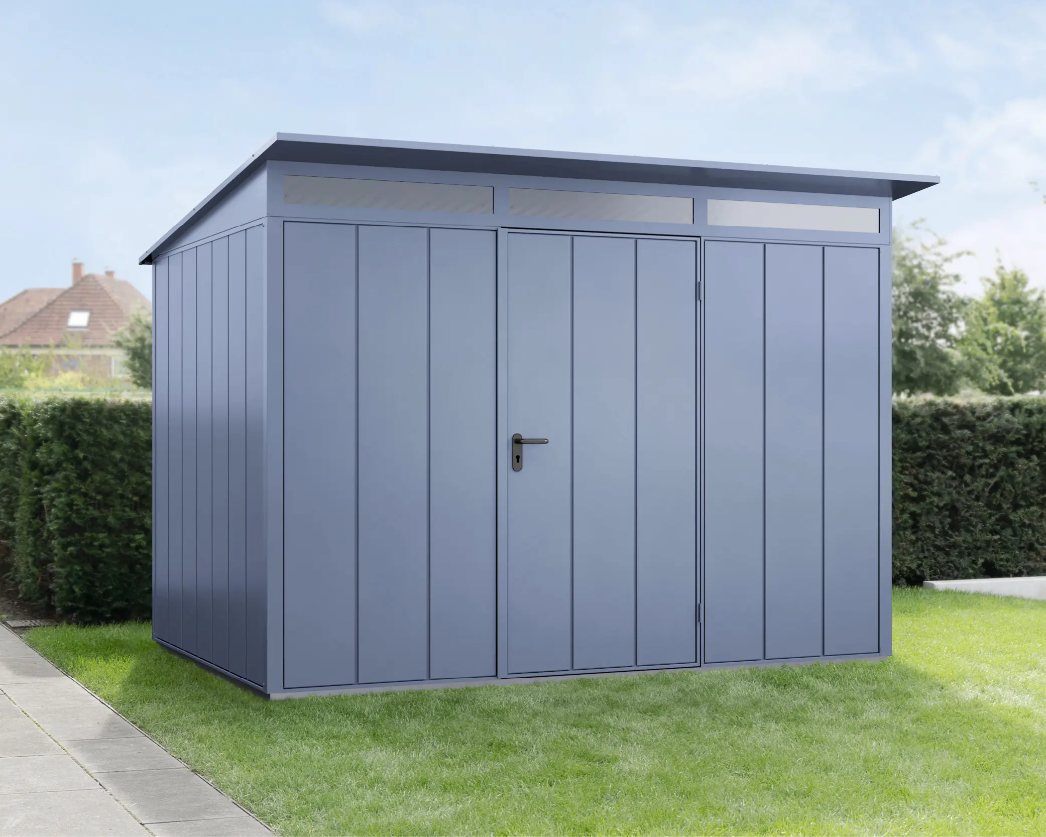 EcoStar Gerätehaus Elegant-P Typ 3 taubenblau 312,7 x 283,4 x 232,3 cm