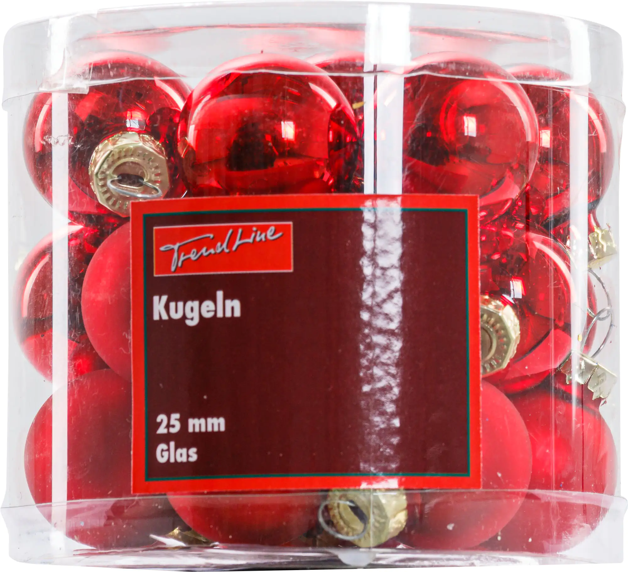 2076601538769_01 TrendLine Weihnachtskugeln aus Glas Ø 2,5 cm rot 24 Stück
