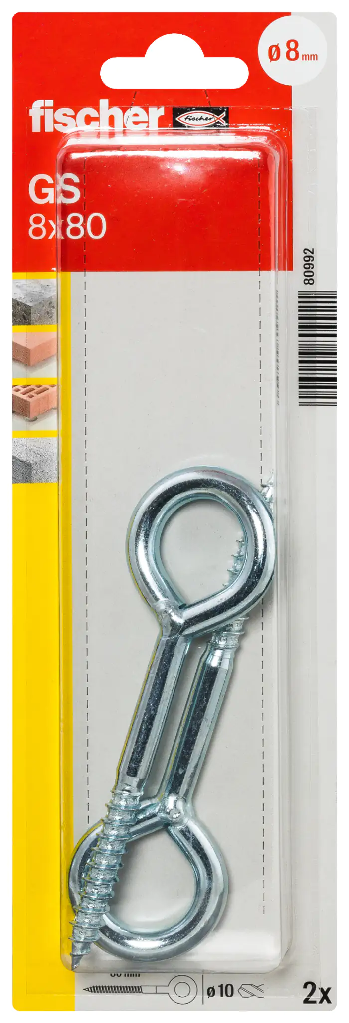 Fischer Ösenschraube GS 8,0 x 80 mm, 2 Stück Fischer Ösenschraube GS 8,0 x 80 mm, 2 Stück