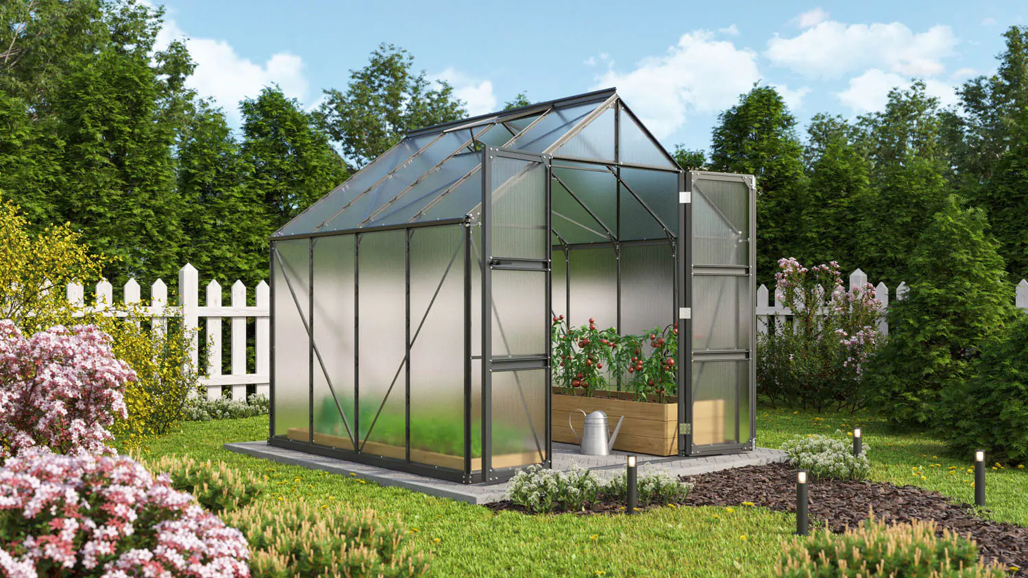 Vitavia Gewächshaus Domus 6700 257 x 261 cm 6 mm Hohlkammerplatten Vitavia Gewächshaus Domus 6700 257 x 261 cm 6 mm Hohlkammerplatten