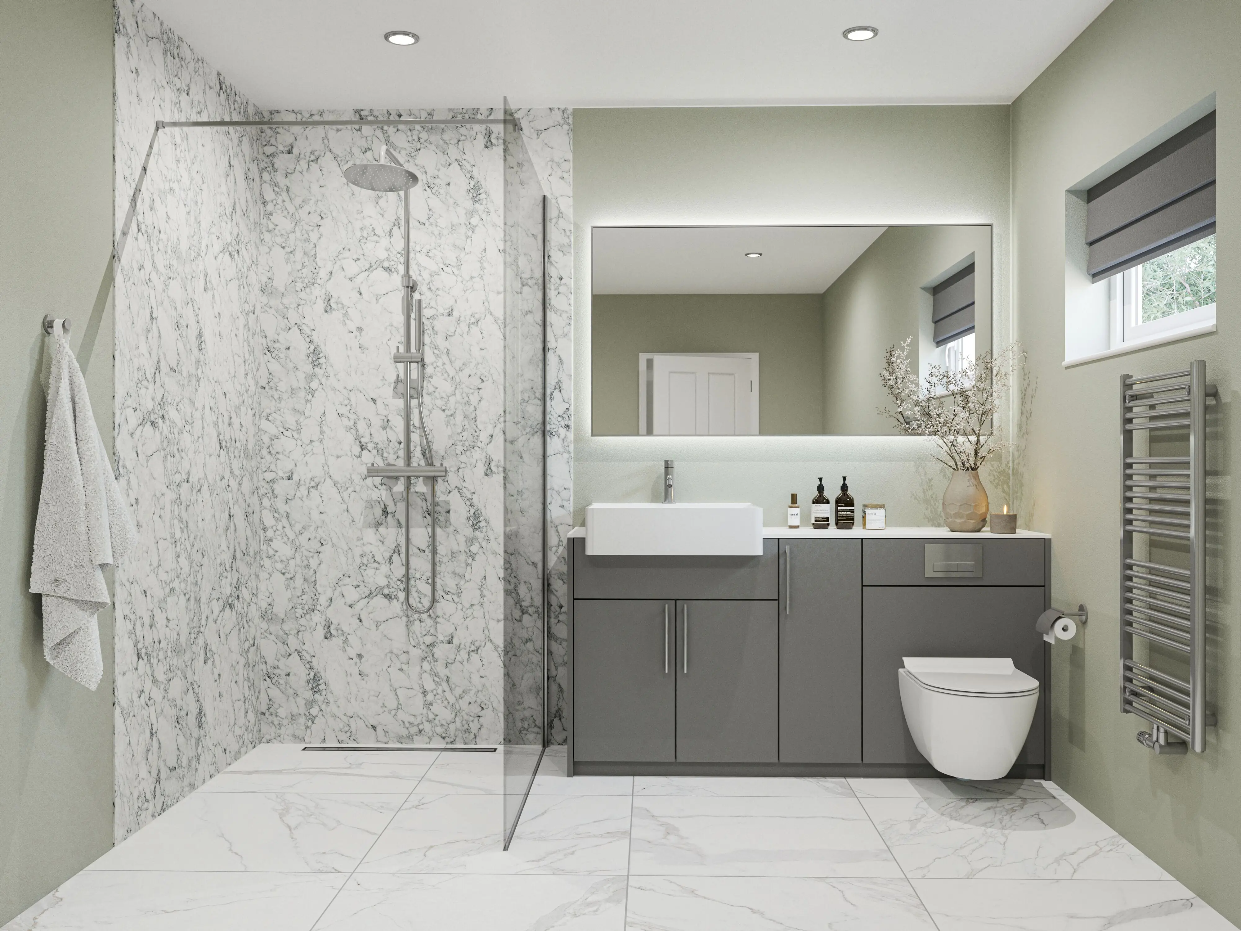 Wetwall Elite Wandpaneel  White Marble 60 x 260 cm mit Nut & Feder