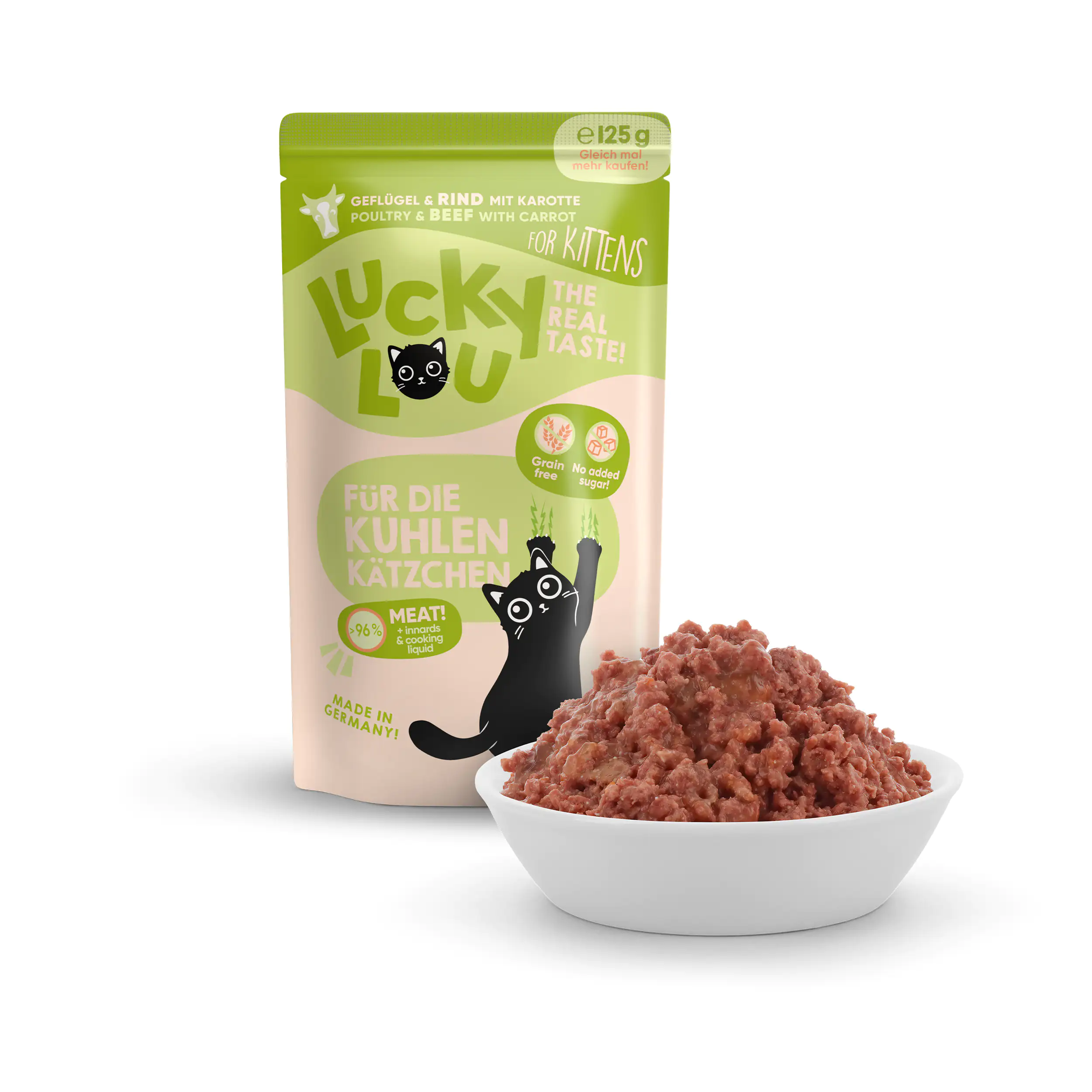 Lucky Lou Kittenfutter Geflügel und Rind 125 g