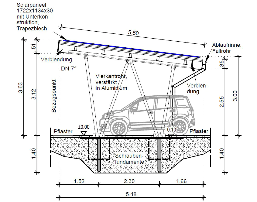 Sunlit Twin Solar Carport 12 Solarmodule, 8,6 kWh Speicher, Wallbox Sunlit Twin Solar Carport 12 Solarmodule, 8,6 kWh Speicher, Wallbox