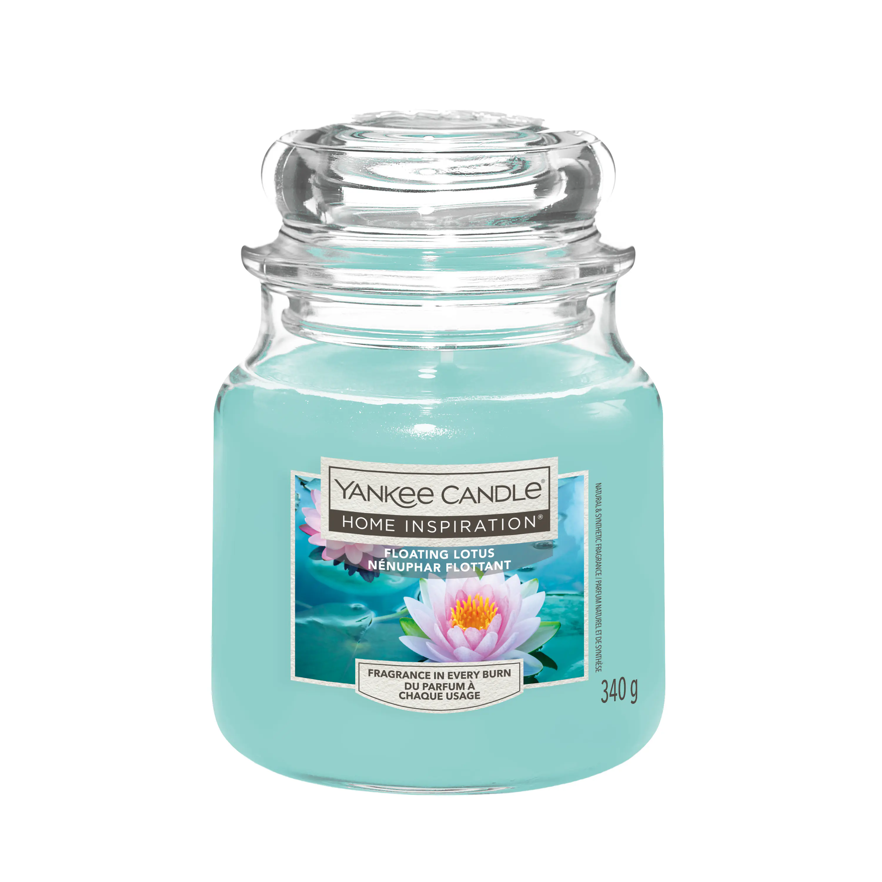 Yankee Candle Duftkerze Mittleres Glas Floating Lotus 340 g blau