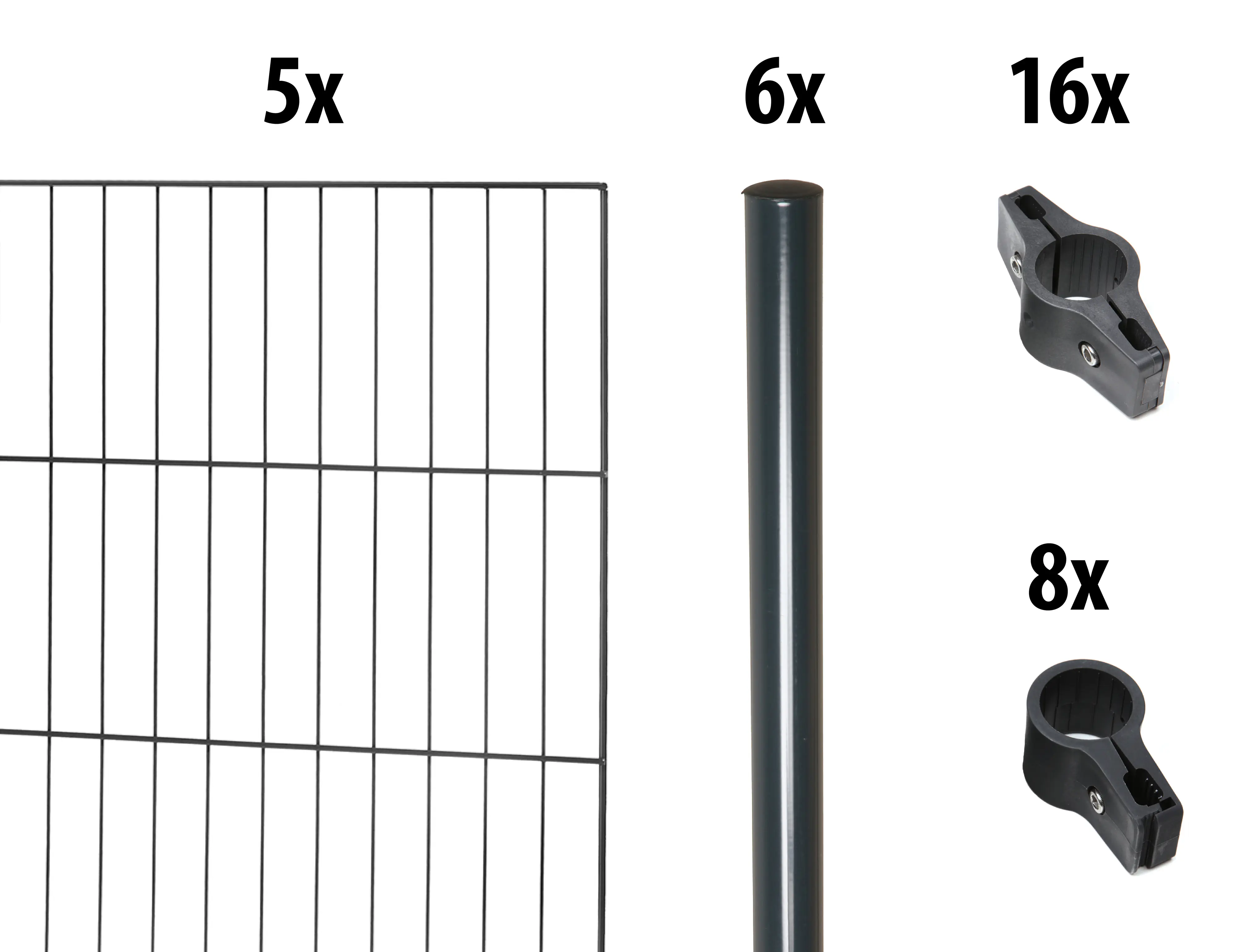 Floraworld Einstabmatten-Zaun Set Classic 10 m 200 x 150 cm inkl. 6 Pfosten 200 cm anthrazit