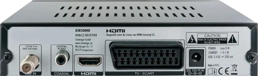 Schwaiger Satelliten-Receiver DSR500HD Full HD (DVB-S2) Free to Air Schwaiger Satelliten-Receiver DSR500HD Full HD (DVB-S2) Free to Air