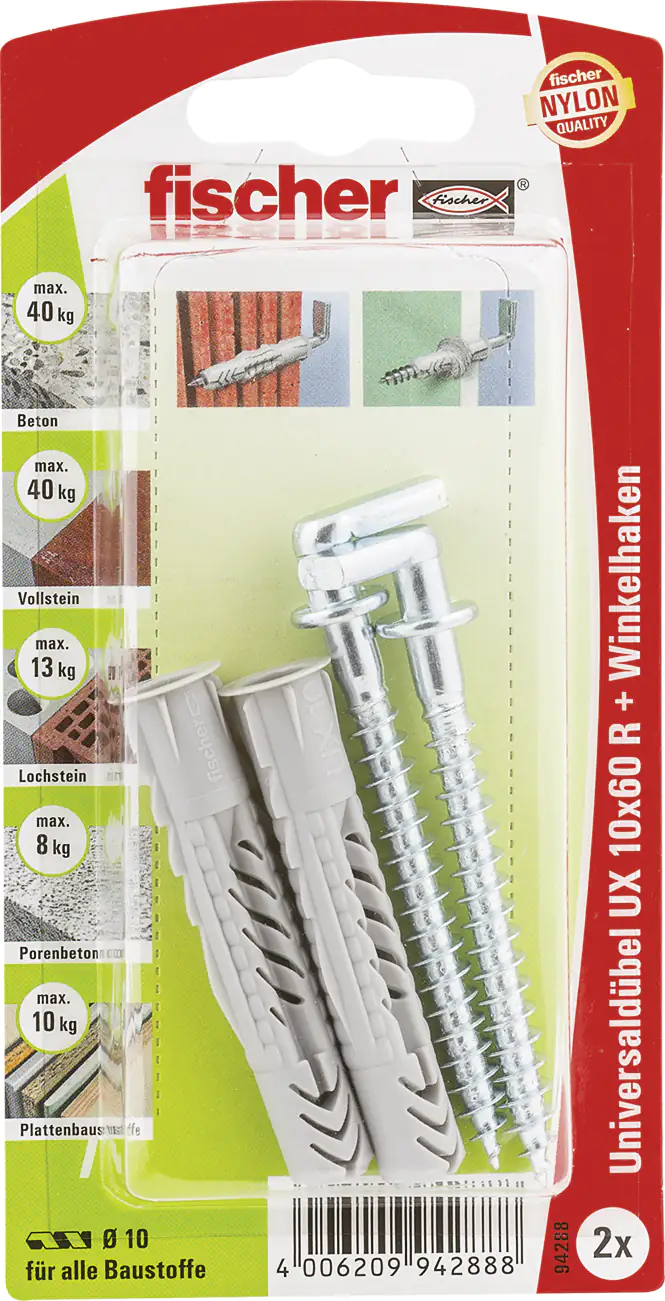 Fischer Universaldübel-Set UX 10.0 x 60 mm - 2 Stück