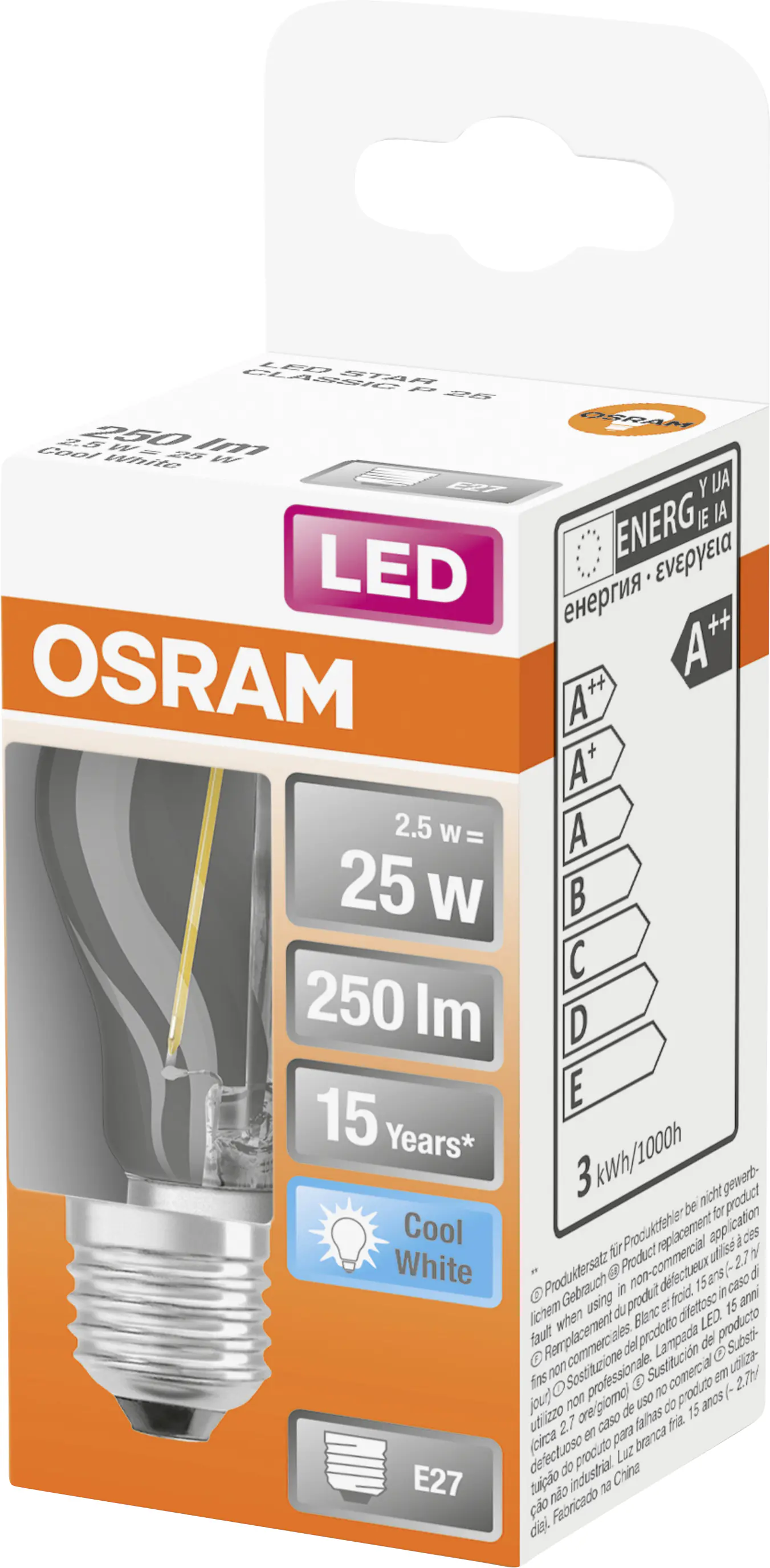 Osram LED Leuchtmittel Star Classic P 25 E27 2,5W neutralweiß, klar