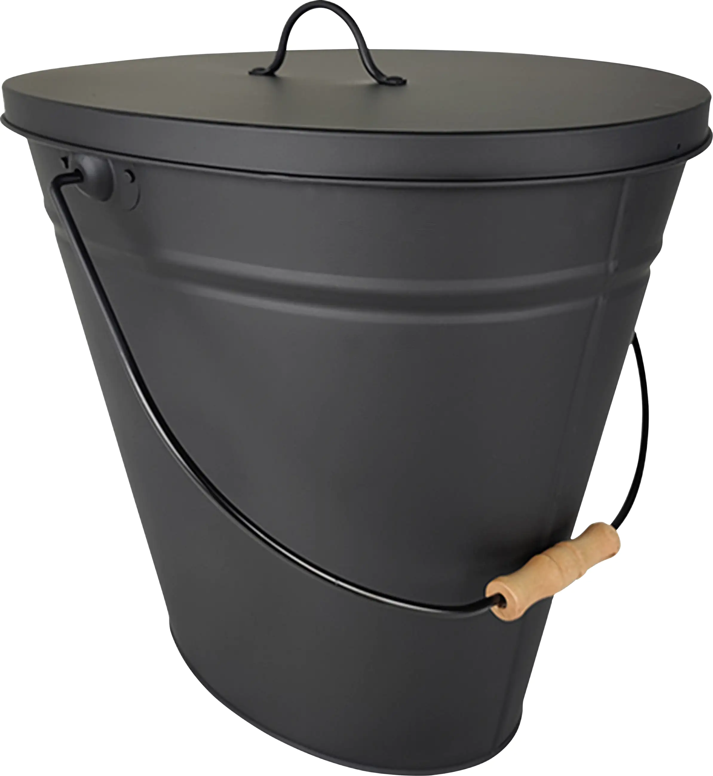 Ascheeimer oval, mit Deckel  matt/schwarz, BxTxH = 38x26x35 cm