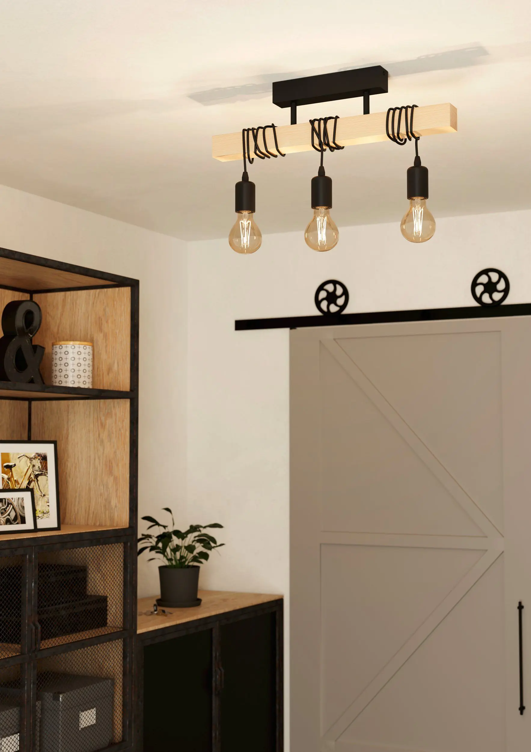 Eglo Deckenleuchte Townshend schwarz braun 55 x 10,5 cm