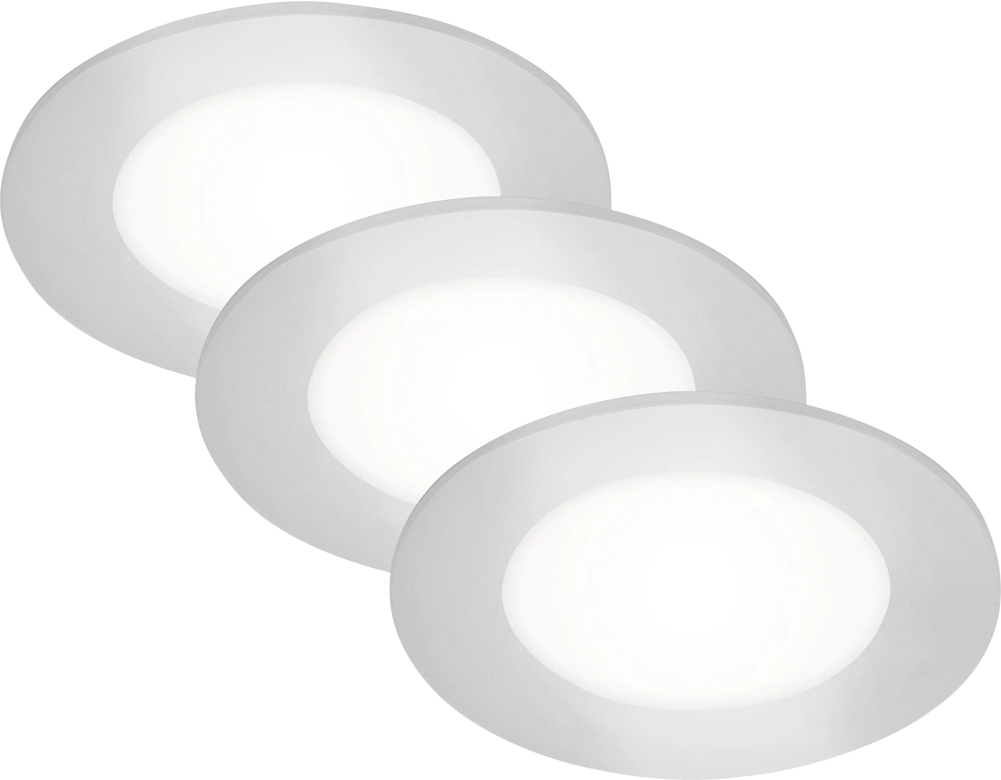 Di-Ka LED Einbauleuchte Slank 3er Set chrom-matt Ø 8,5 cm 3W, neutralweiß Di-Ka LED Einbauleuchte Slank 3er Set chrom-matt Ø 8,5 cm 3W, neutralweiß