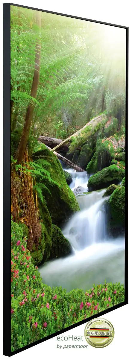 papermoon Infrarotheizkörper EcoHeat 90x120 cm 1200 Watt, Wasserfall Moos