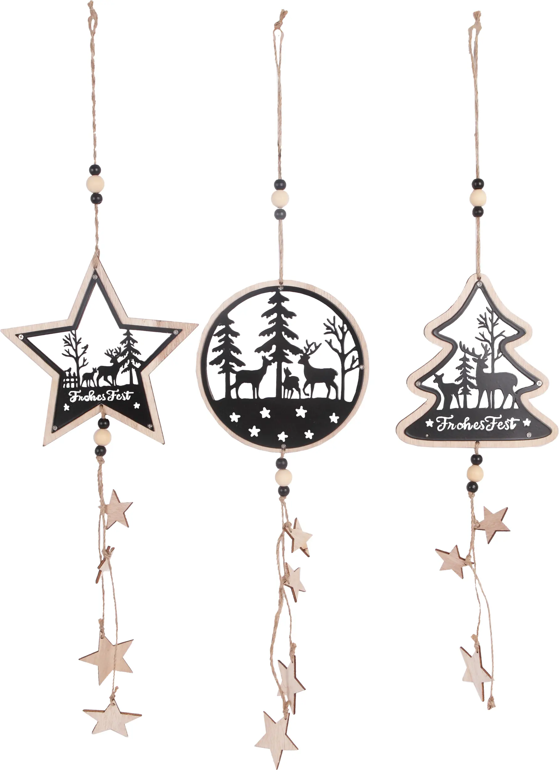 Dekohänger Weihnachten Holz 63 cm 3-fach sortiert