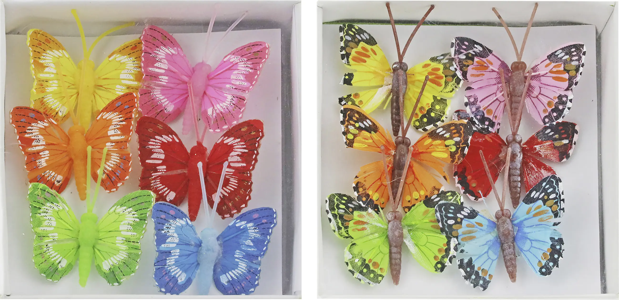 Deko Schmetterlinge Plastik/Draht 5,5 x 3 cm 6 Stück bunt