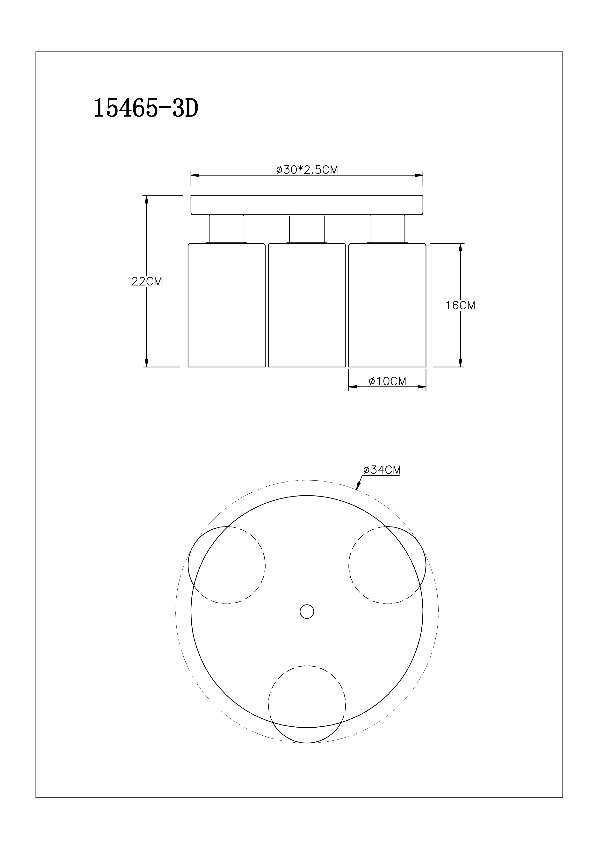 Globo 3er Spot Hadera schwarz Ø 34 cm 3 x E 27, max. 60 W, dimmbar