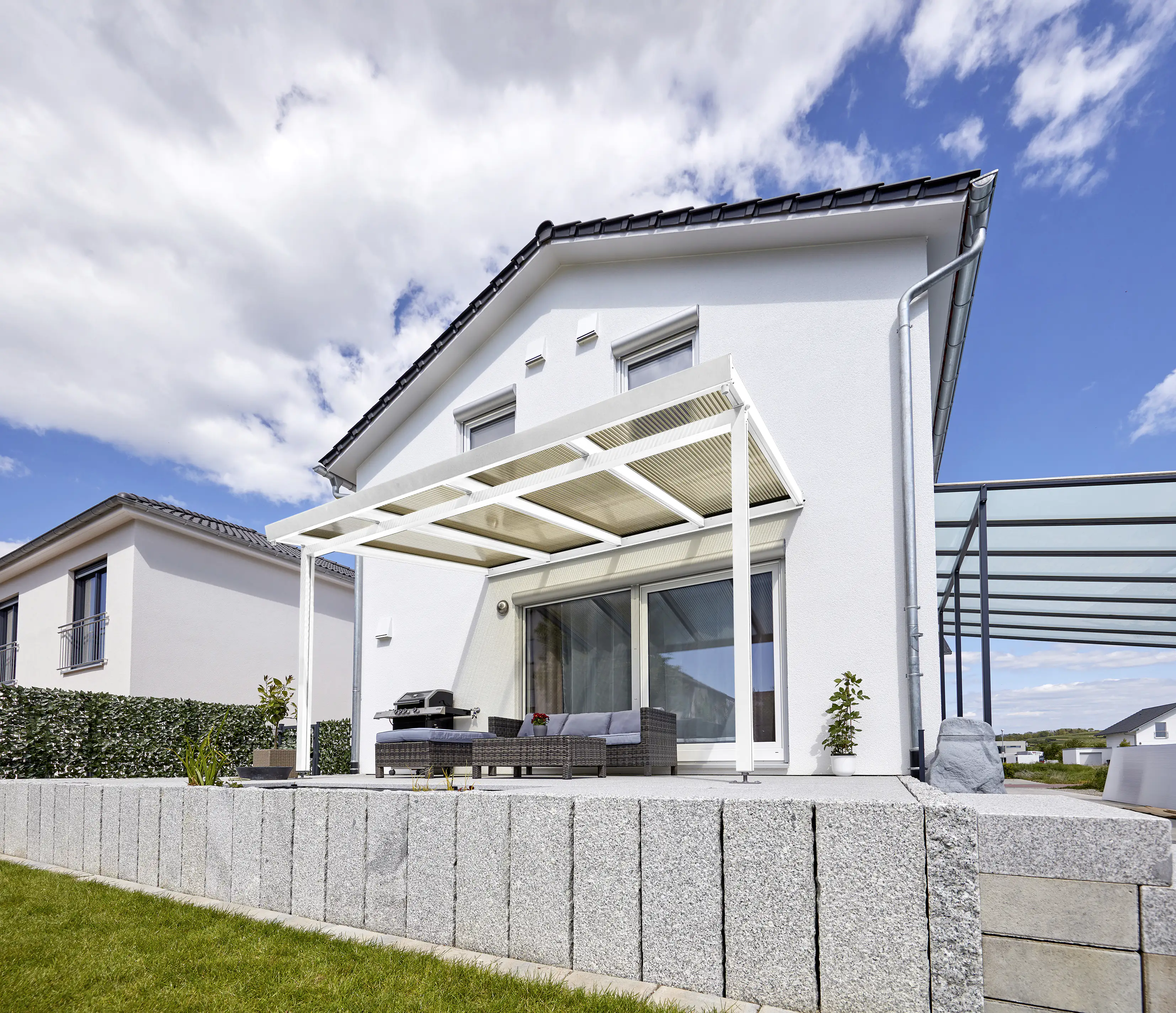 Gutta Premium Terrassendach 410,2 x 306 cm weiß Acryl bronce 16 mm