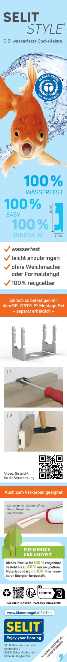 SELITSTYLE Sockelleiste FBL50 Eiche Exklusiv 2000 x 50 x 15 mm, wasserfest SELITSTYLE Sockelleiste FBL50 Eiche Exklusiv 2000 x 50 x 15 mm, wasserfest