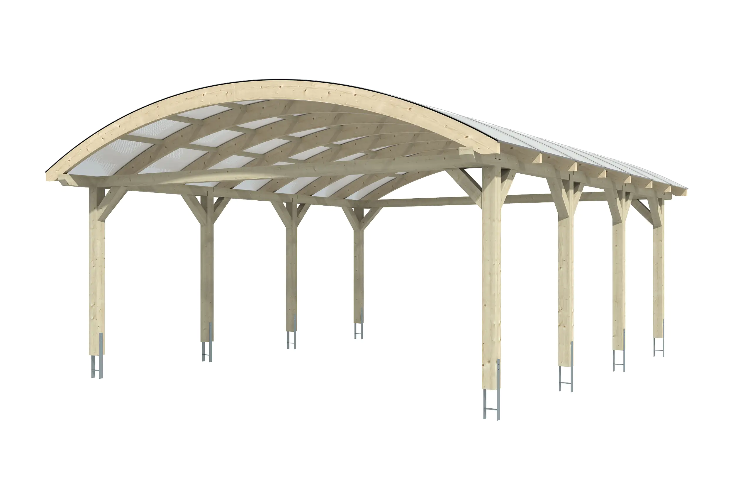 4018211014255_02 SKAN HOLZ Bogendach-Carport Franken 635 x 755 cm, lasiert in Eiche hell