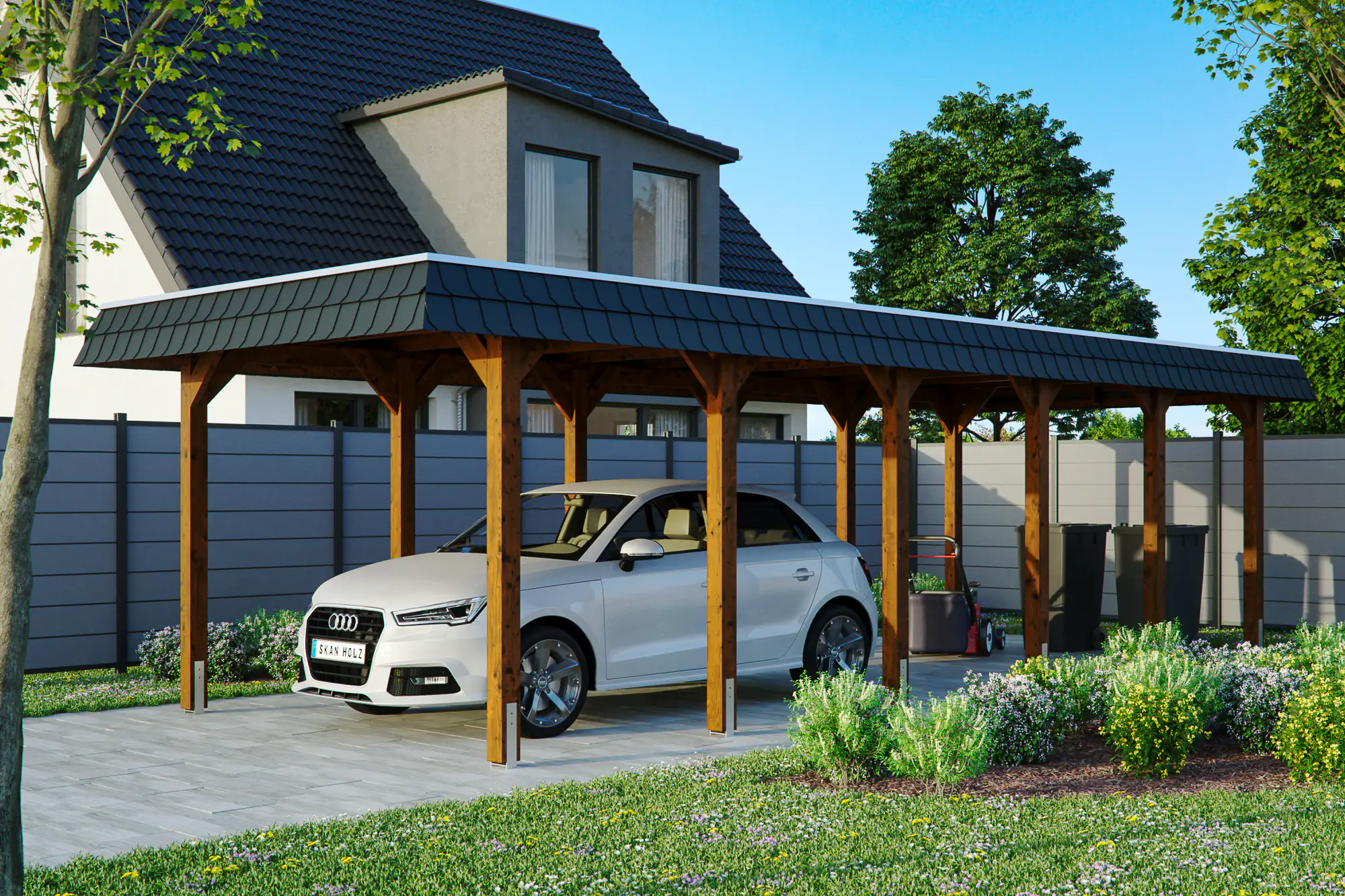 SKAN HOLZ Carport Spreewald 345 x 893 cm mit EPDM-Dach