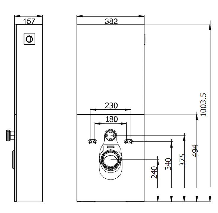 Primaster Vorwandelement Wand-WC inkl. Spülkasten 100 x 38 cm schwarz