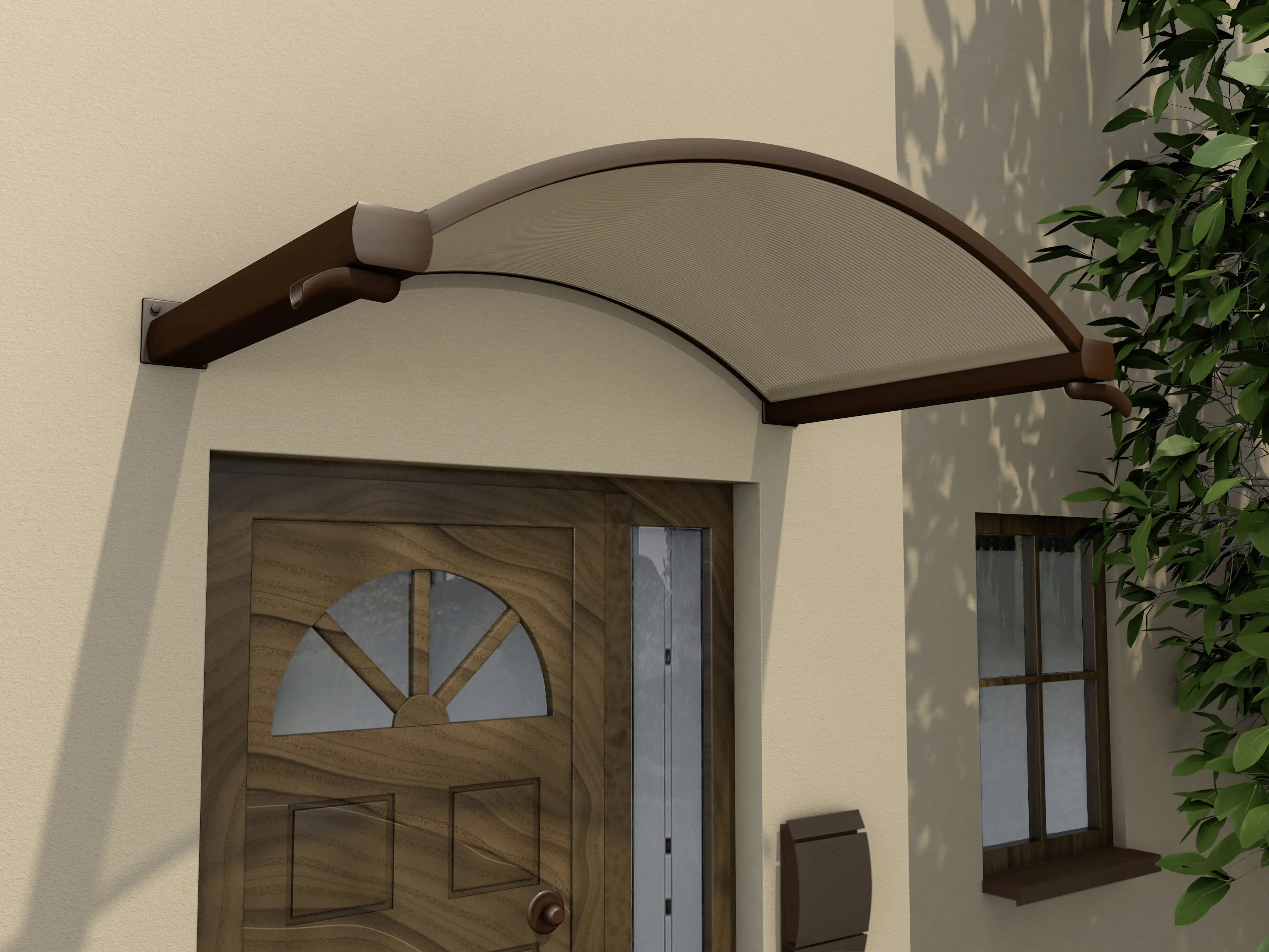 Gutta Rundbogenvordach NO Aluminium braun, Polycarbonat bronce