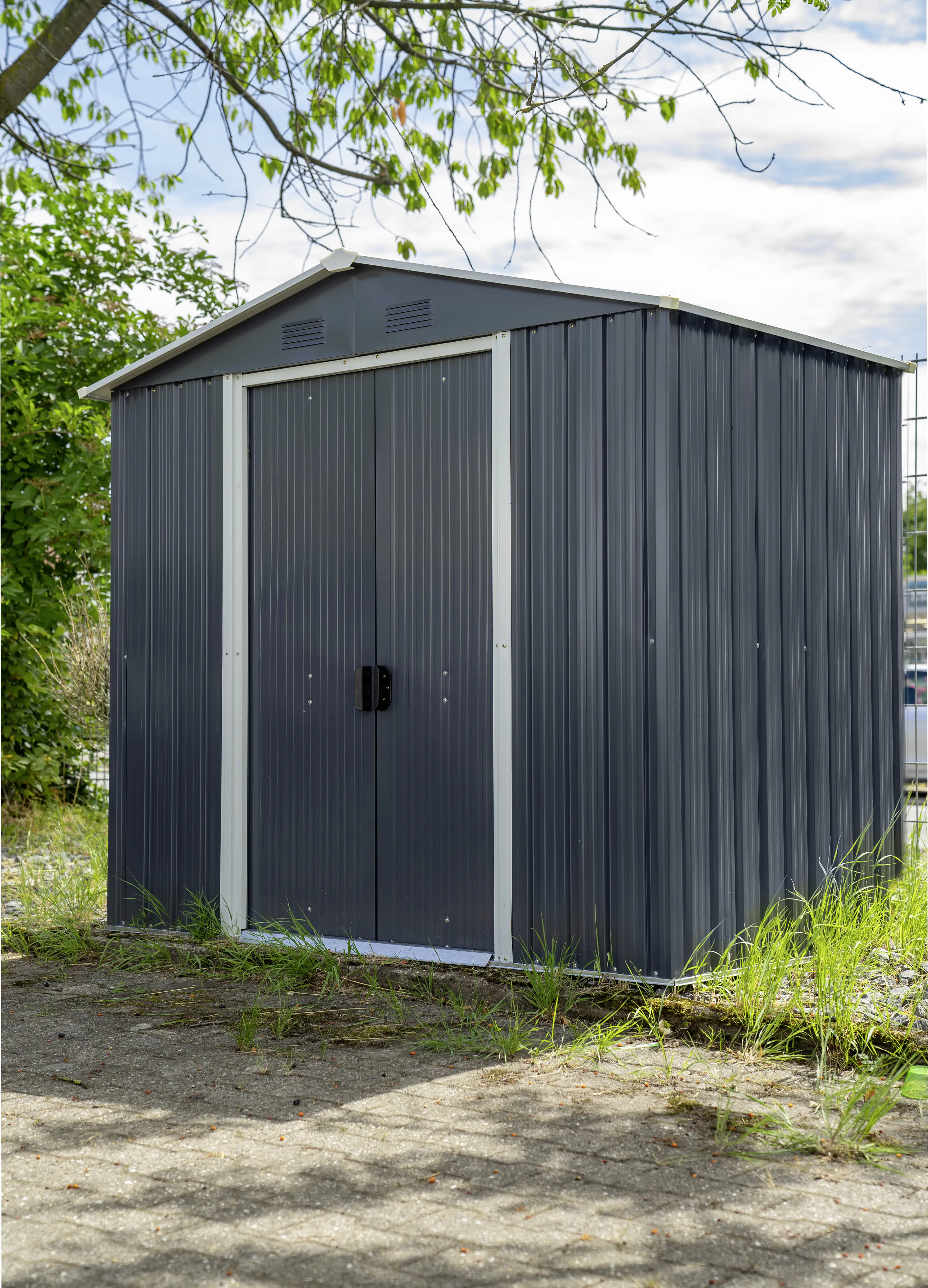 Pergart Metallgerätehaus Dresden II 86 226 x 162 cm schiefer-creme