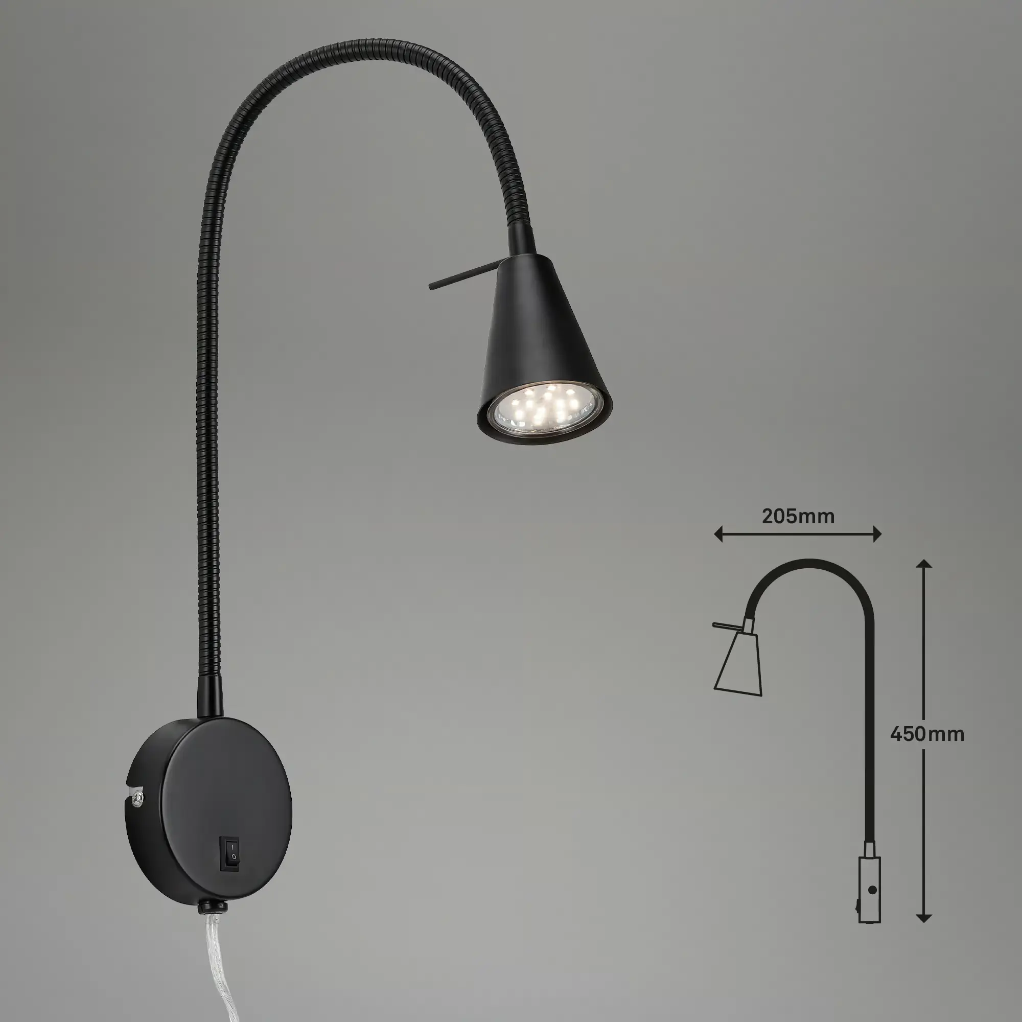 Briloner LED Wandleuchte Tusa schwarz 5W, warmweiß