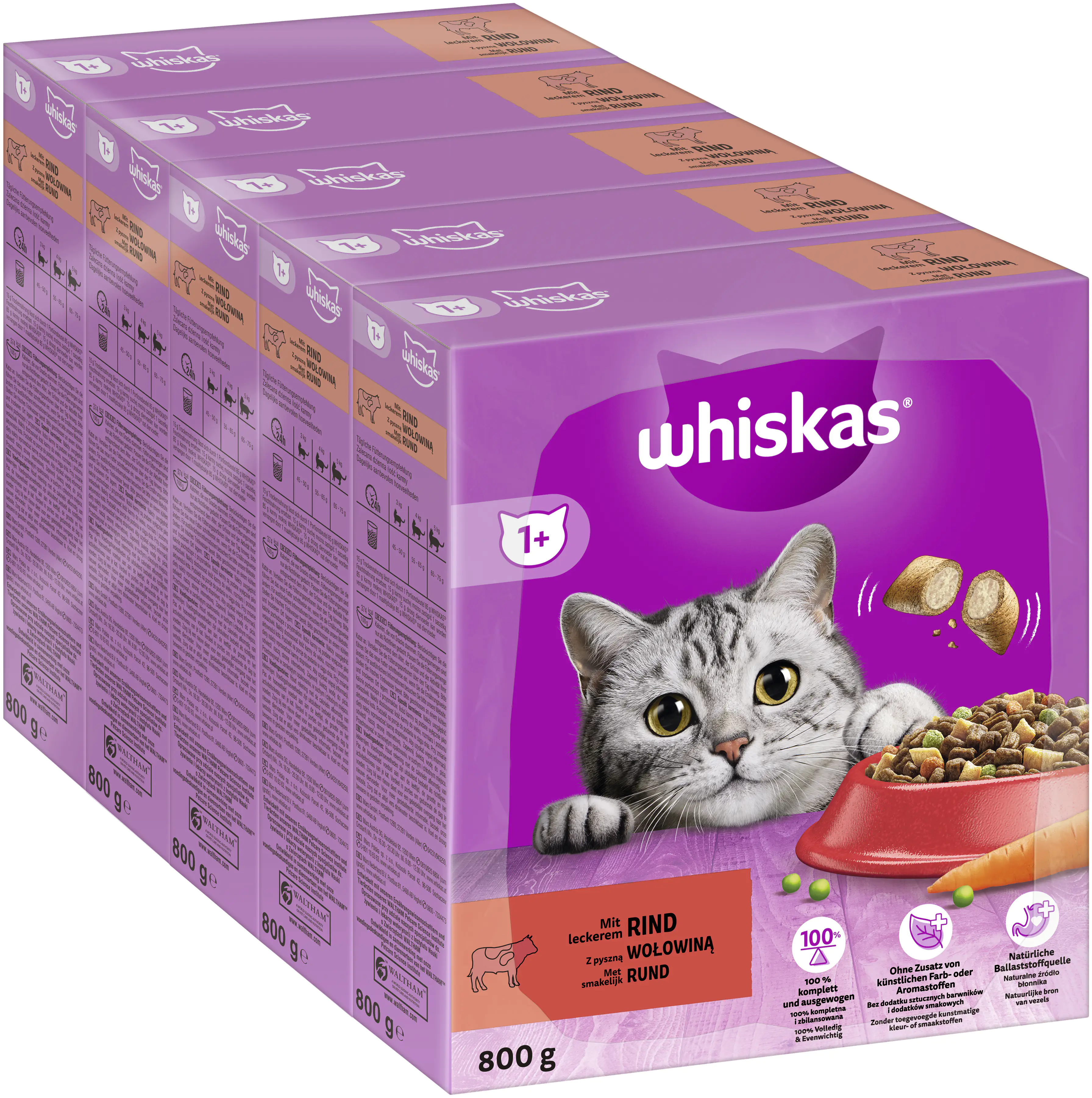Whiskas Trockenfutter 1+ mit Rind 800 g