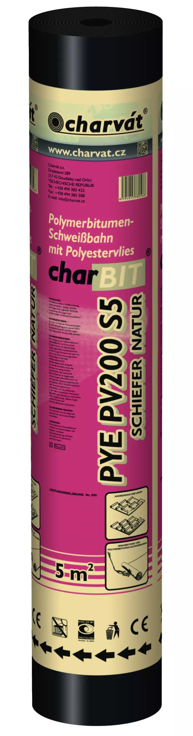 Bitumen-Schweißbahn PV200 S5 5 x 1 m = 5 m² schwarz Bitumen-Schweißbahn PV200 S5 5 x 1 m = 5 m² schwarz