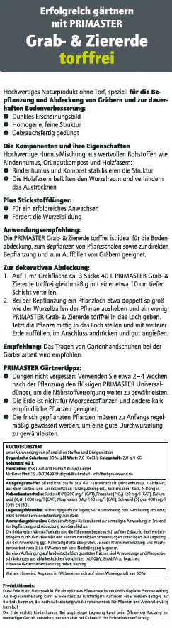 Primaster Zier- & Graberde torffrei 40 L Primaster Zier- & Graberde torffrei 40 L