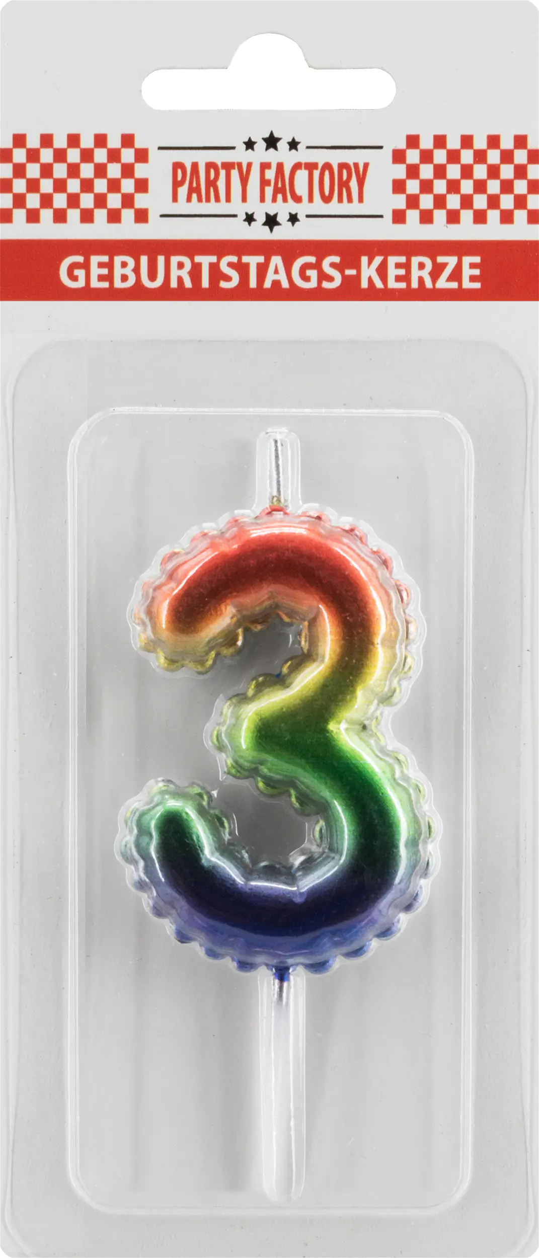 Geburtstagskerze Ballon Zahl 3 bunt 6 cm - 1 Stück