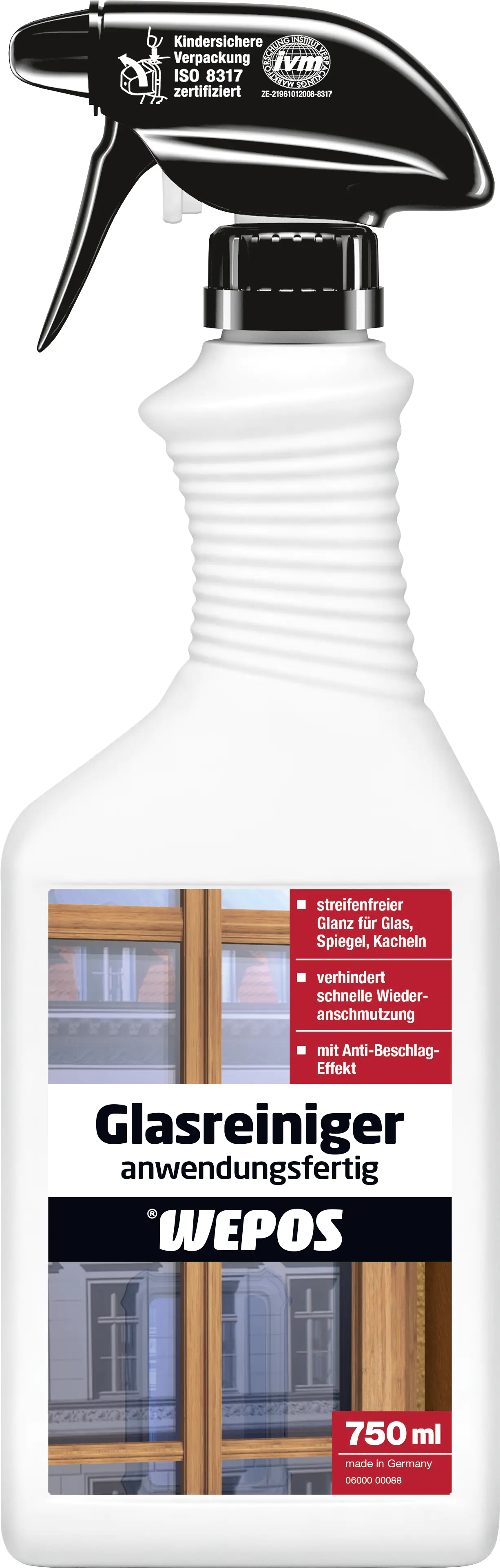 4250295103672 Wepos Glasreiniger anwendungsfertig 750 ml