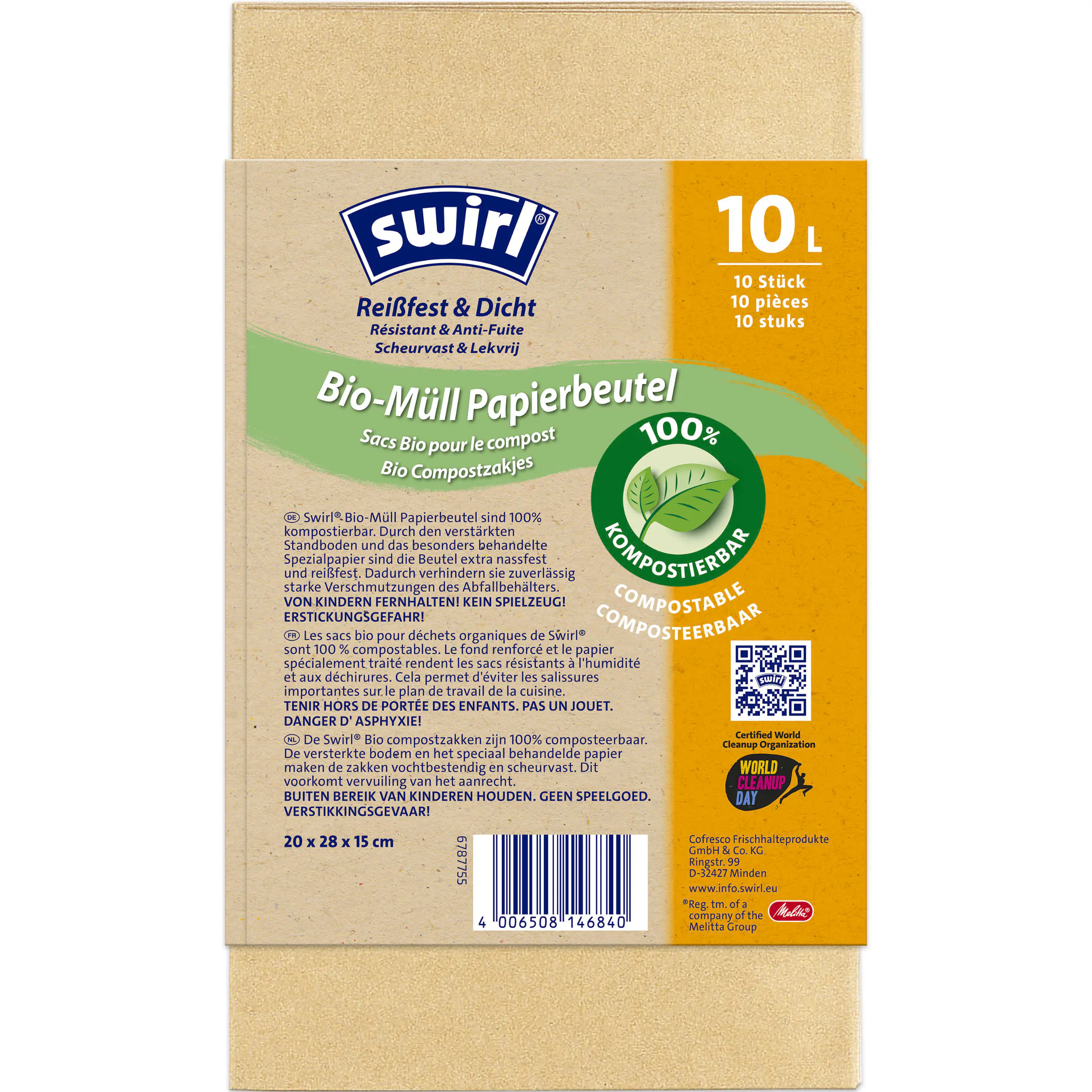Swirl Bio-Müll-Papierbeutel 10 L, 10 Stück