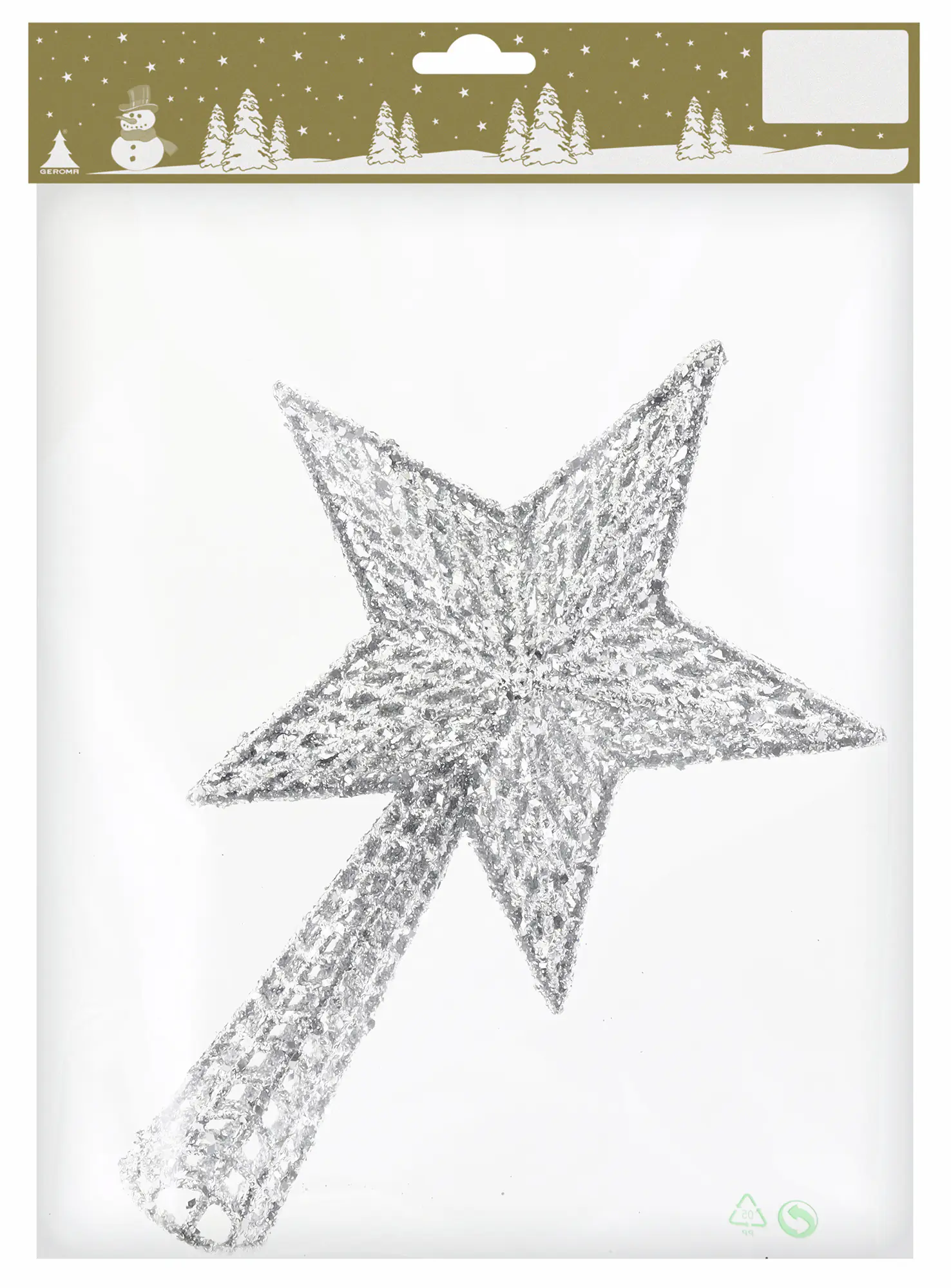 Baumspitze Stern aus Kunststoff 27 cm silber glitzer 1 Stück