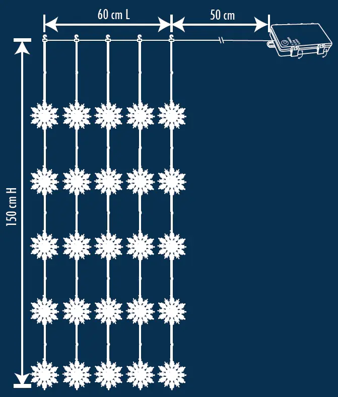 TrendLine LED-Lichtervorhang Schneeflocke Außen 60 x 150 cm warmweiß mit Timer TrendLine LED-Lichtervorhang Schneeflocke Außen 60 x 150 cm warmweiß mit Timer