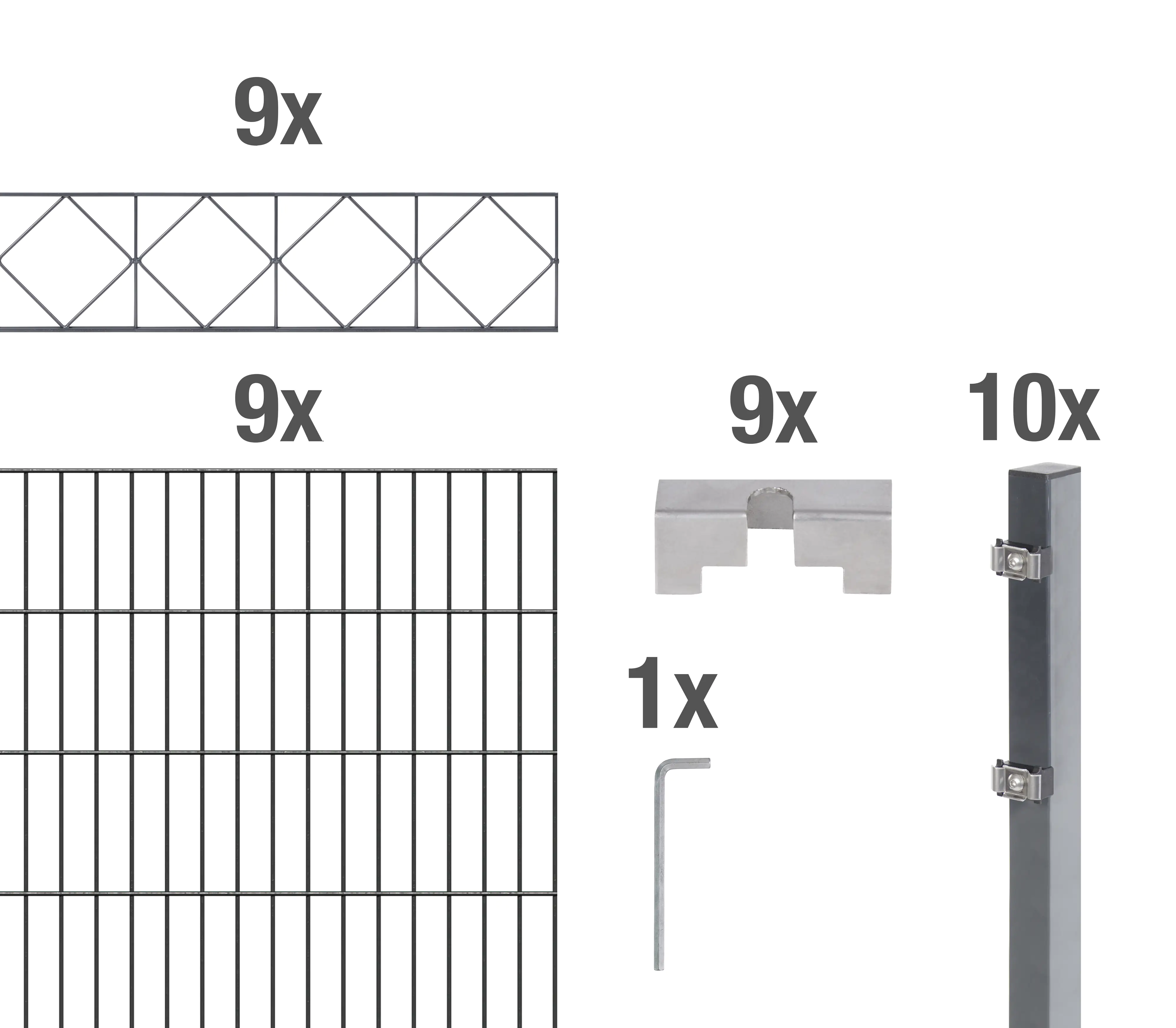 Alberts Doppelstabmatten-Grundset Bergen 200 x 100 cm 18 m anthrazit