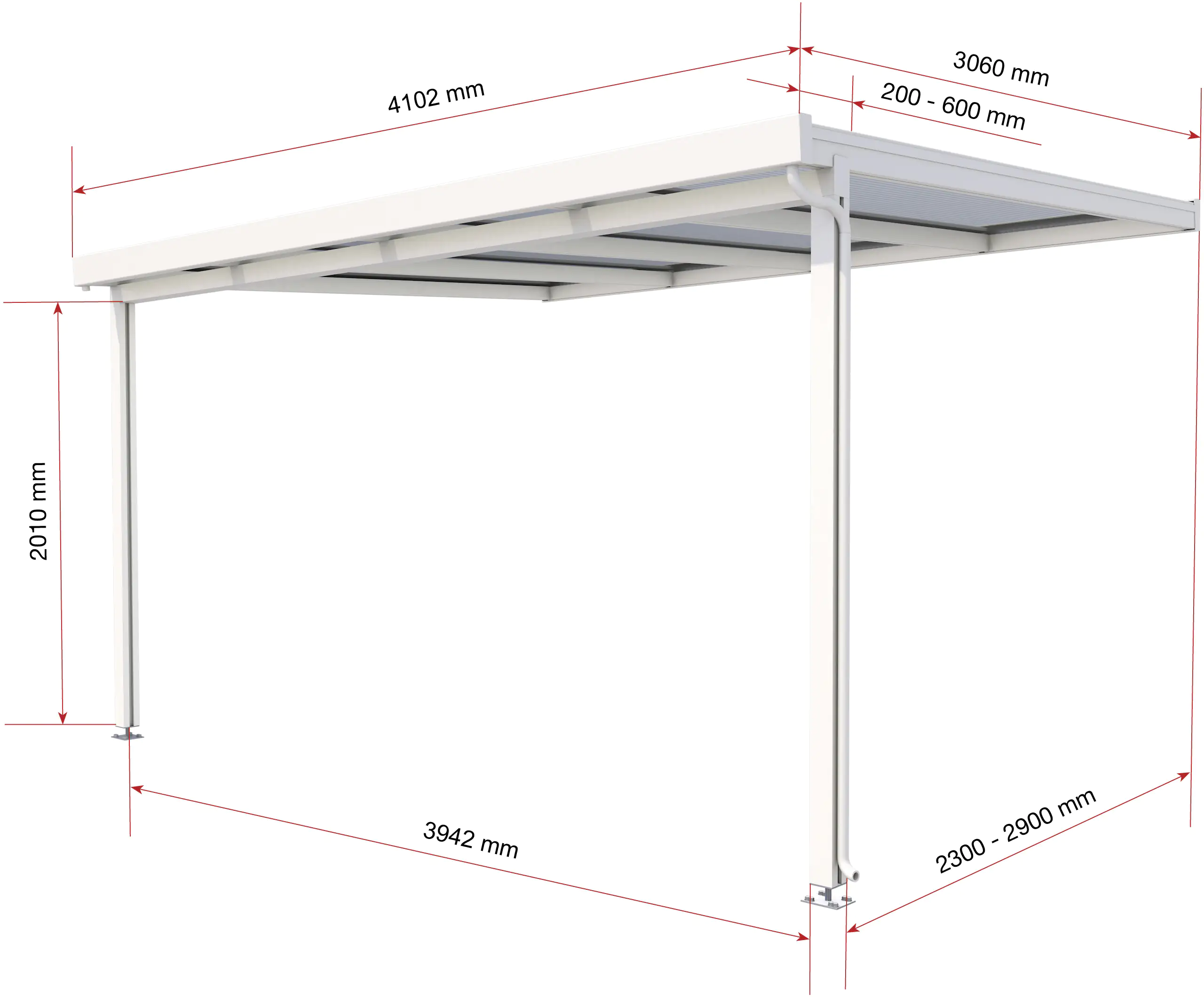 Gutta Premium Terrassendach 410,2 x 306 cm weiß Acryl klar 16 mm